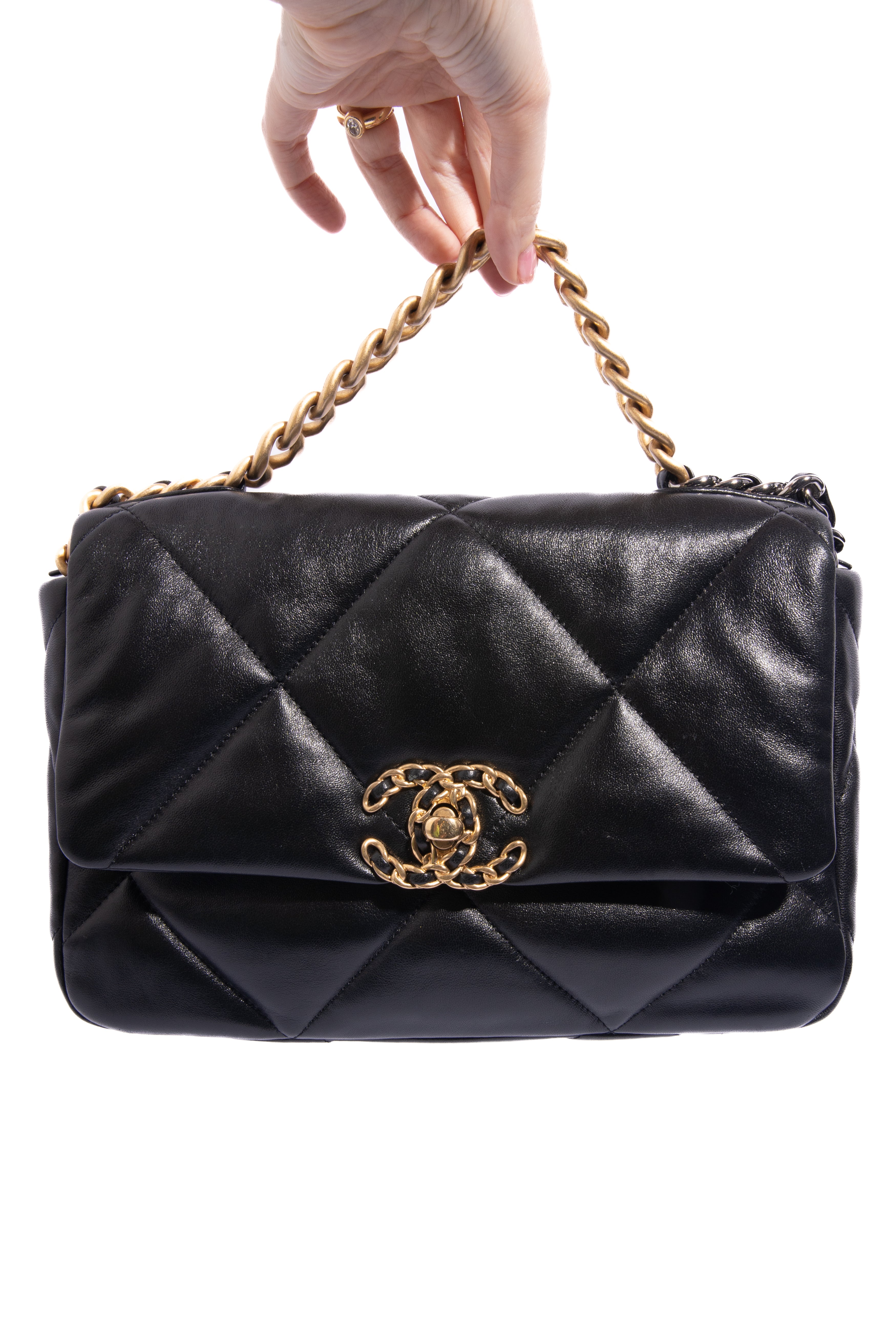 CHANEL Black Lambskin Chanel 19 - Small