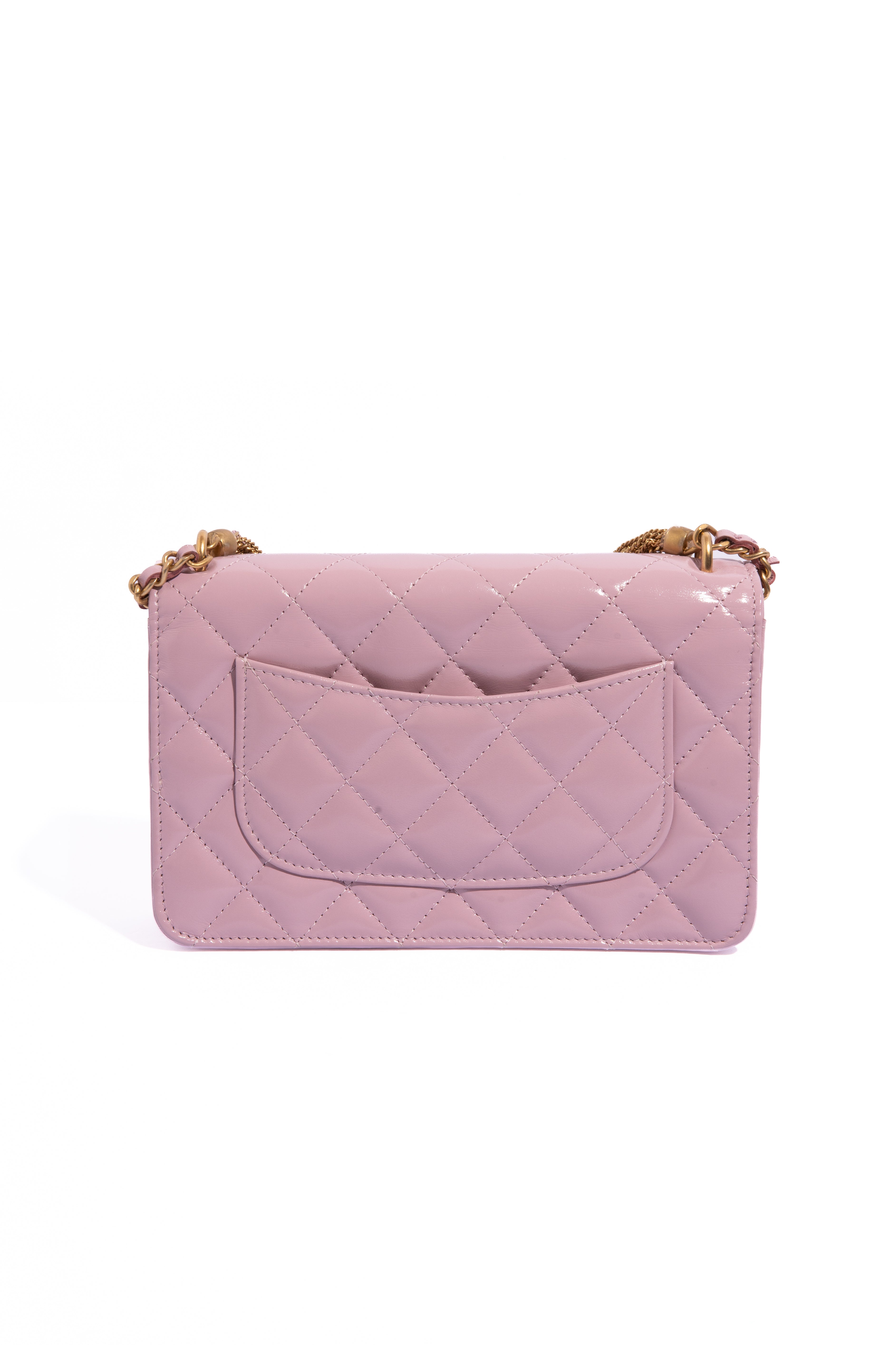 CHANEL Pink Rose Mini Quilted Lambskin Gold Knot WOC