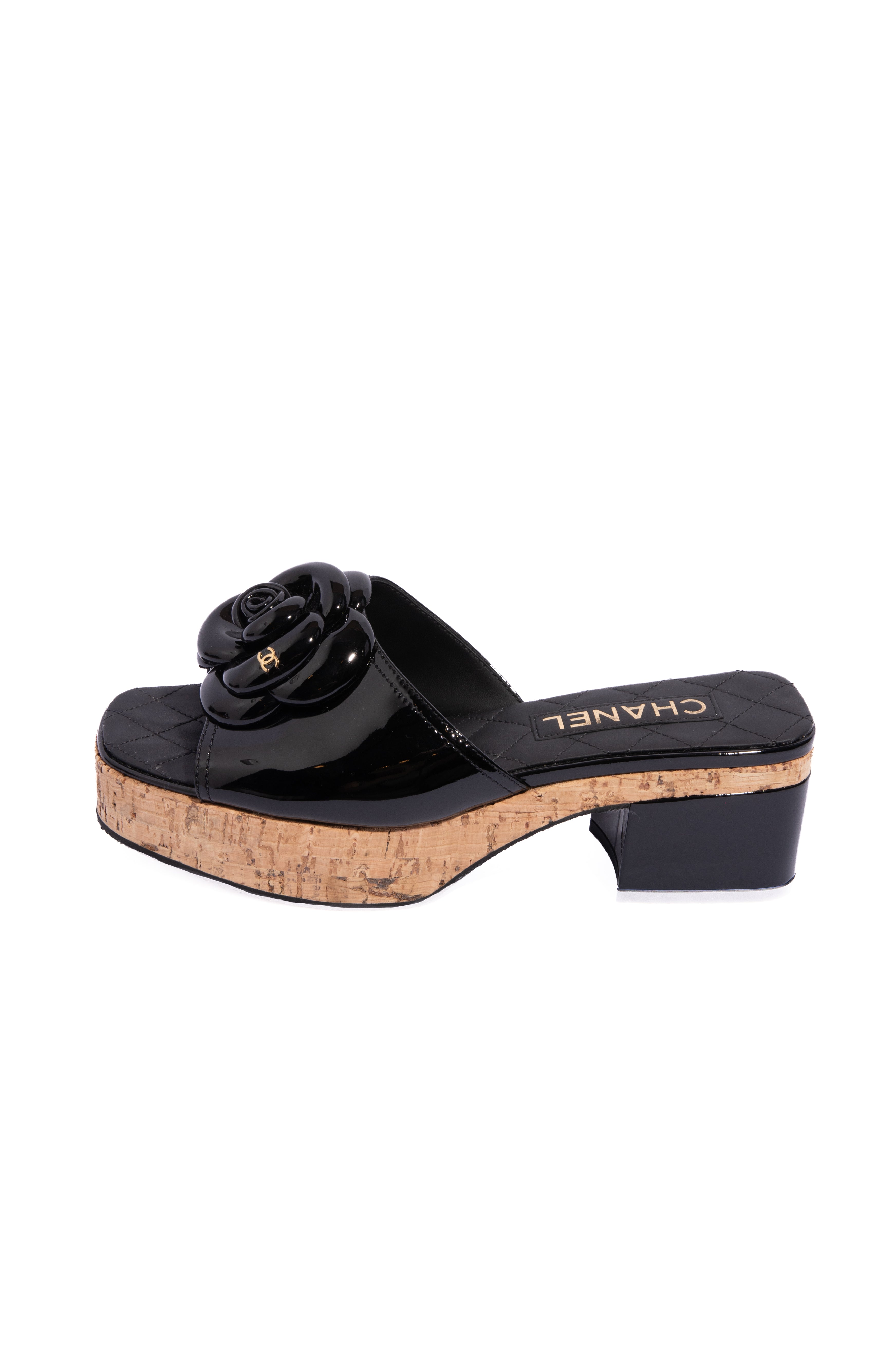 CHANEL Camellia Cork Platforms (Sz. 38)