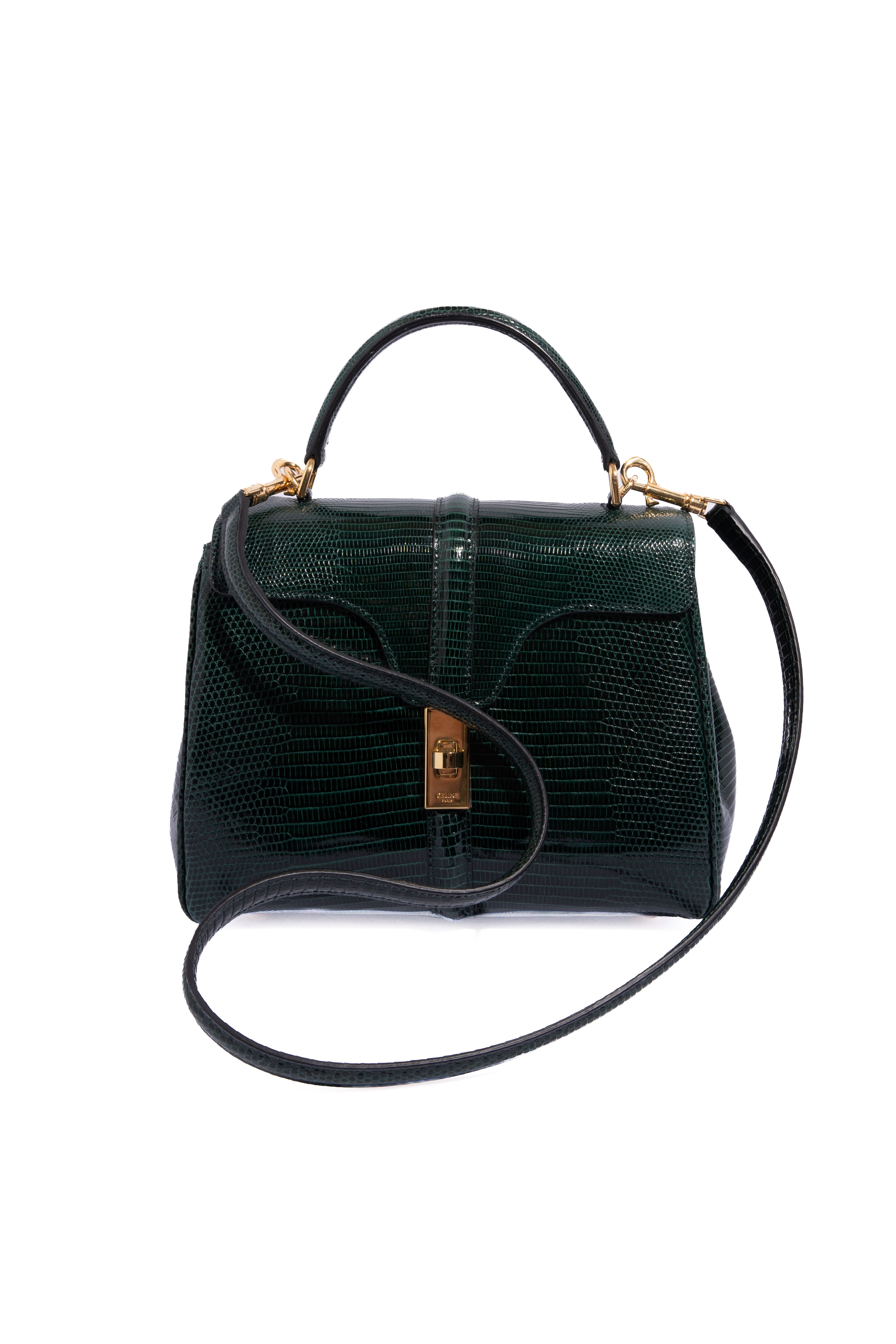 CELINE 2019 Green Lizard 16 Bag Small