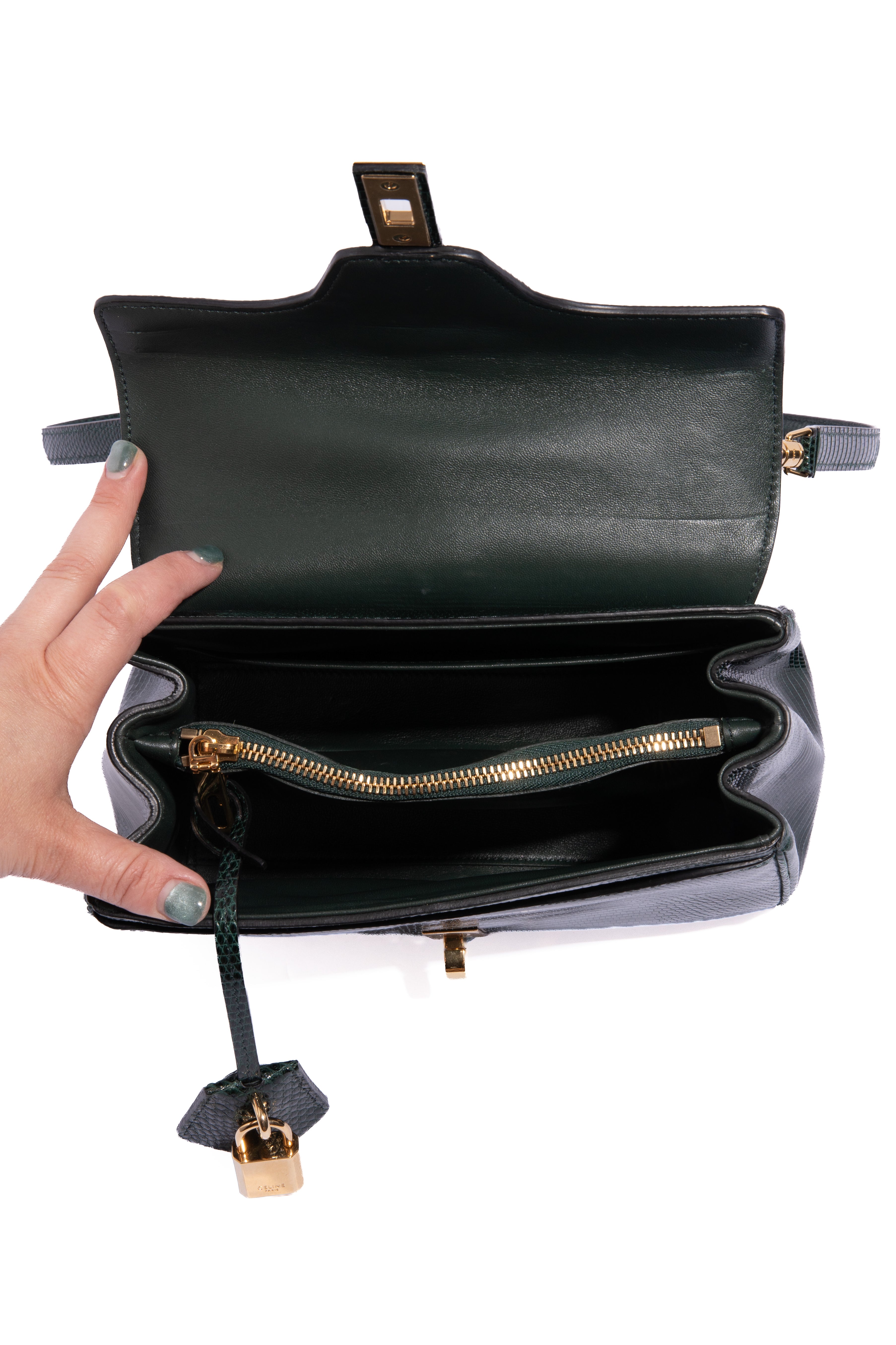 CELINE 2019 Green Lizard 16 Bag Small