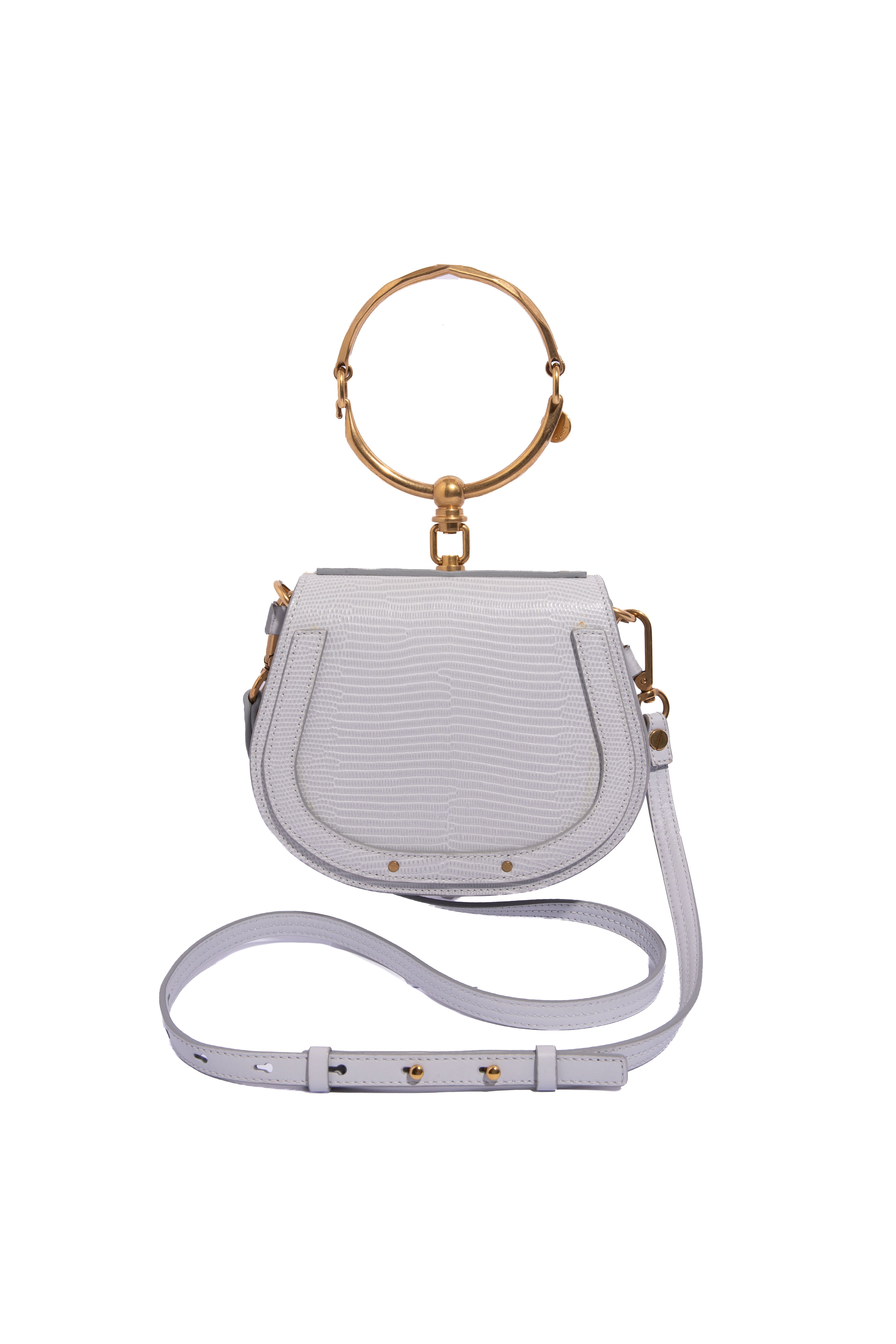 CHLOE Grey Snake Emboss Nile Bracelet Bag