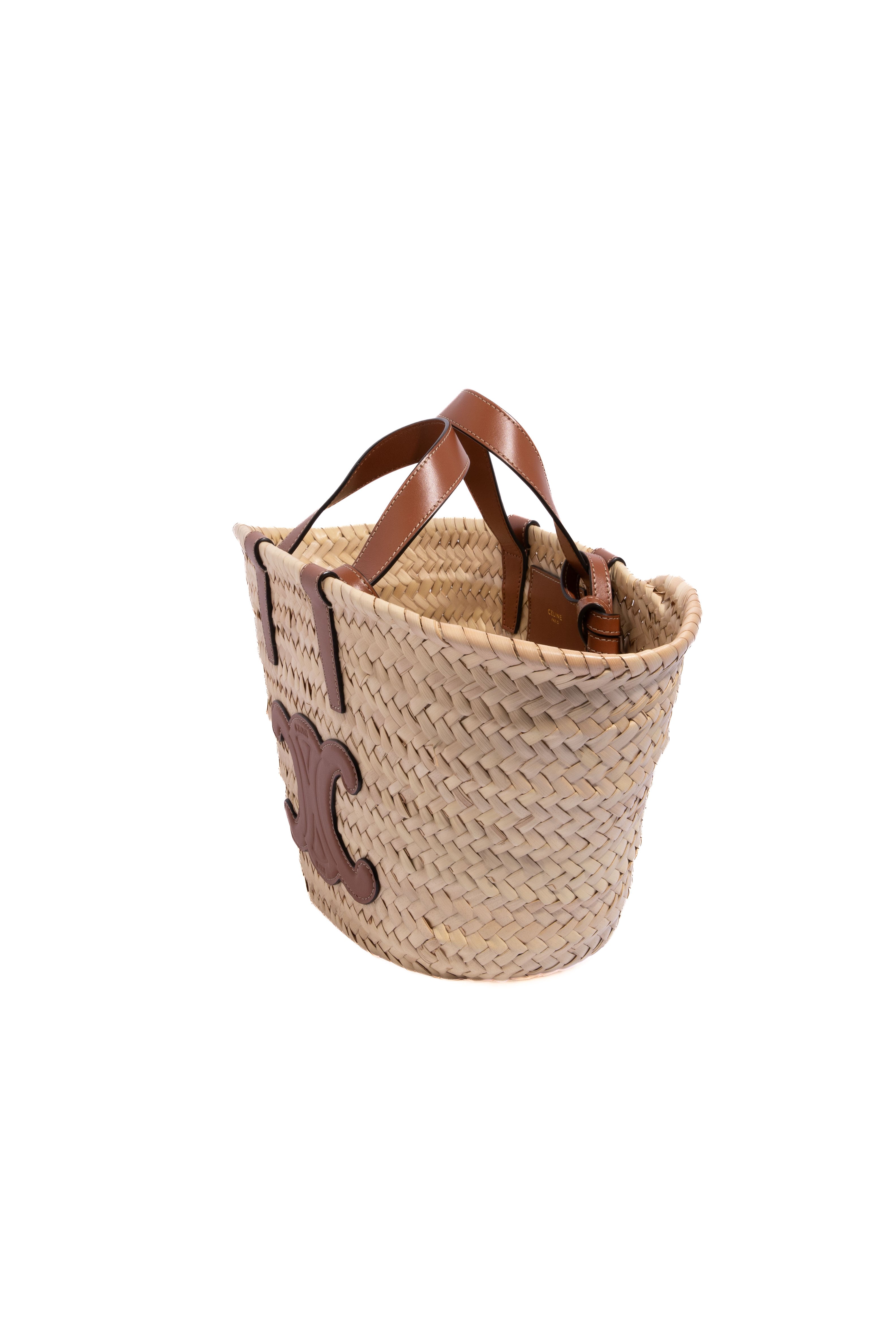 CELINE Palm Leaf Calfskin Triomphe Teen Panier Bag