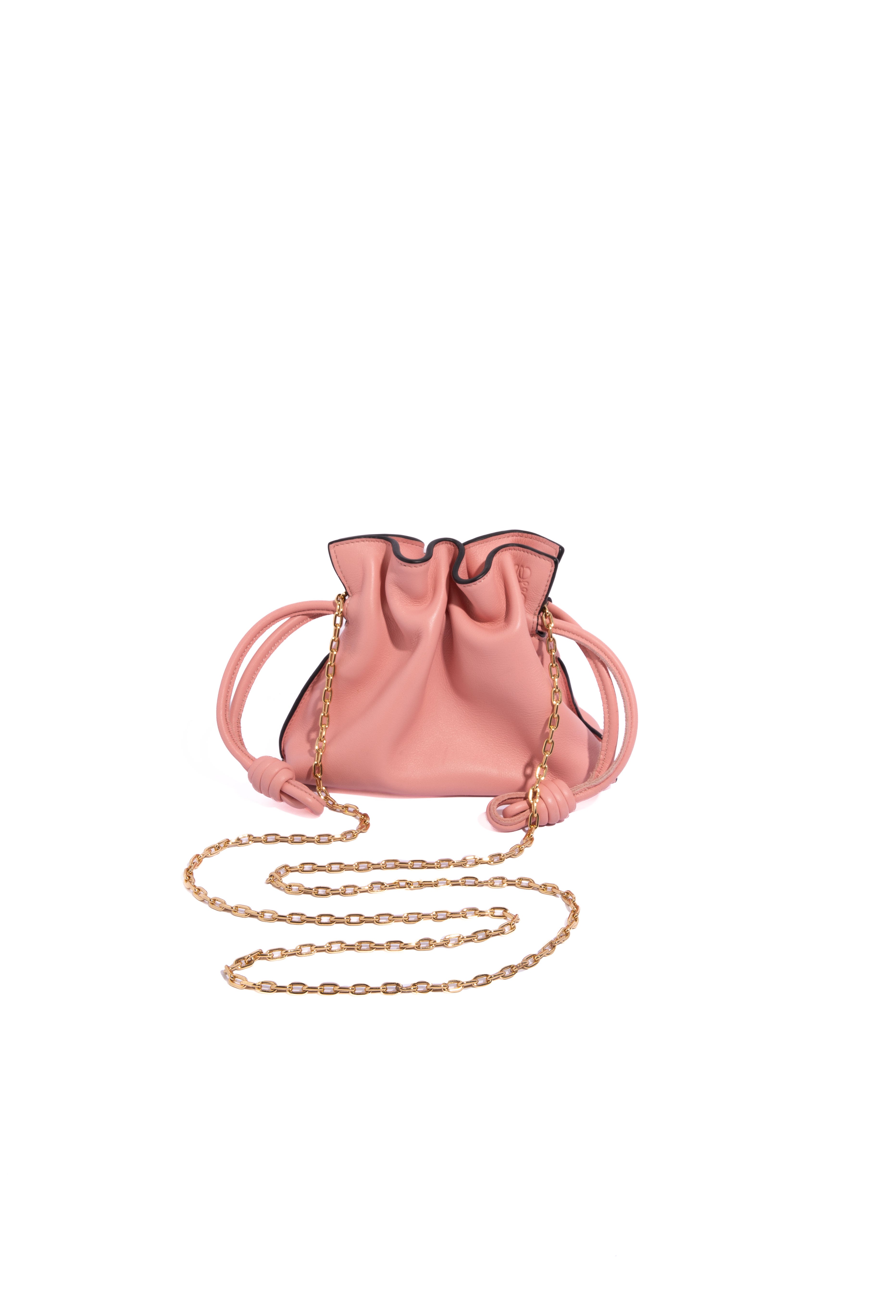 LOEWE Pink 'Flamenco' Nano Clutch w Crossbody Chain
