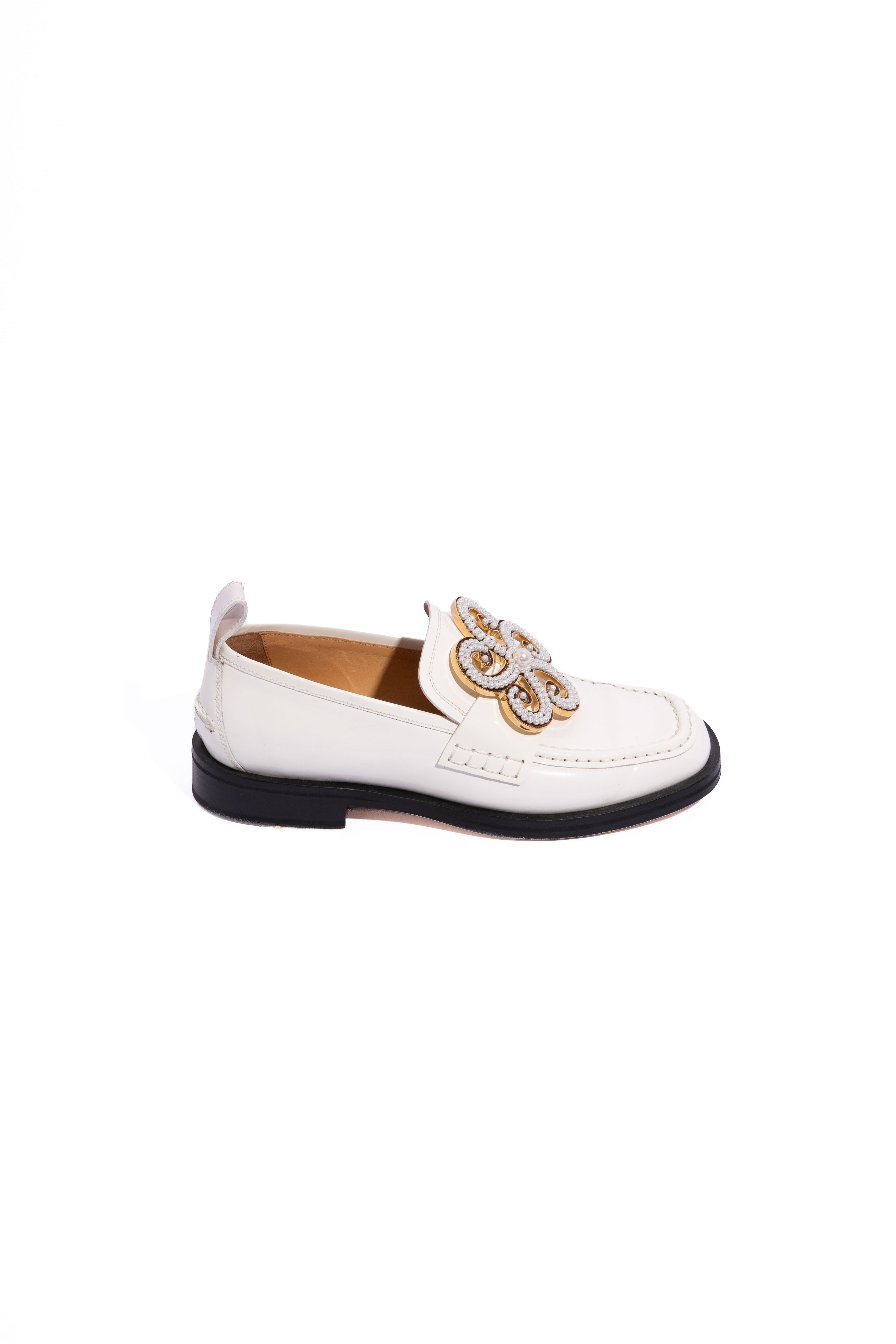 LOEWE Cream Patent Leather Loafers (Sz. 40)
