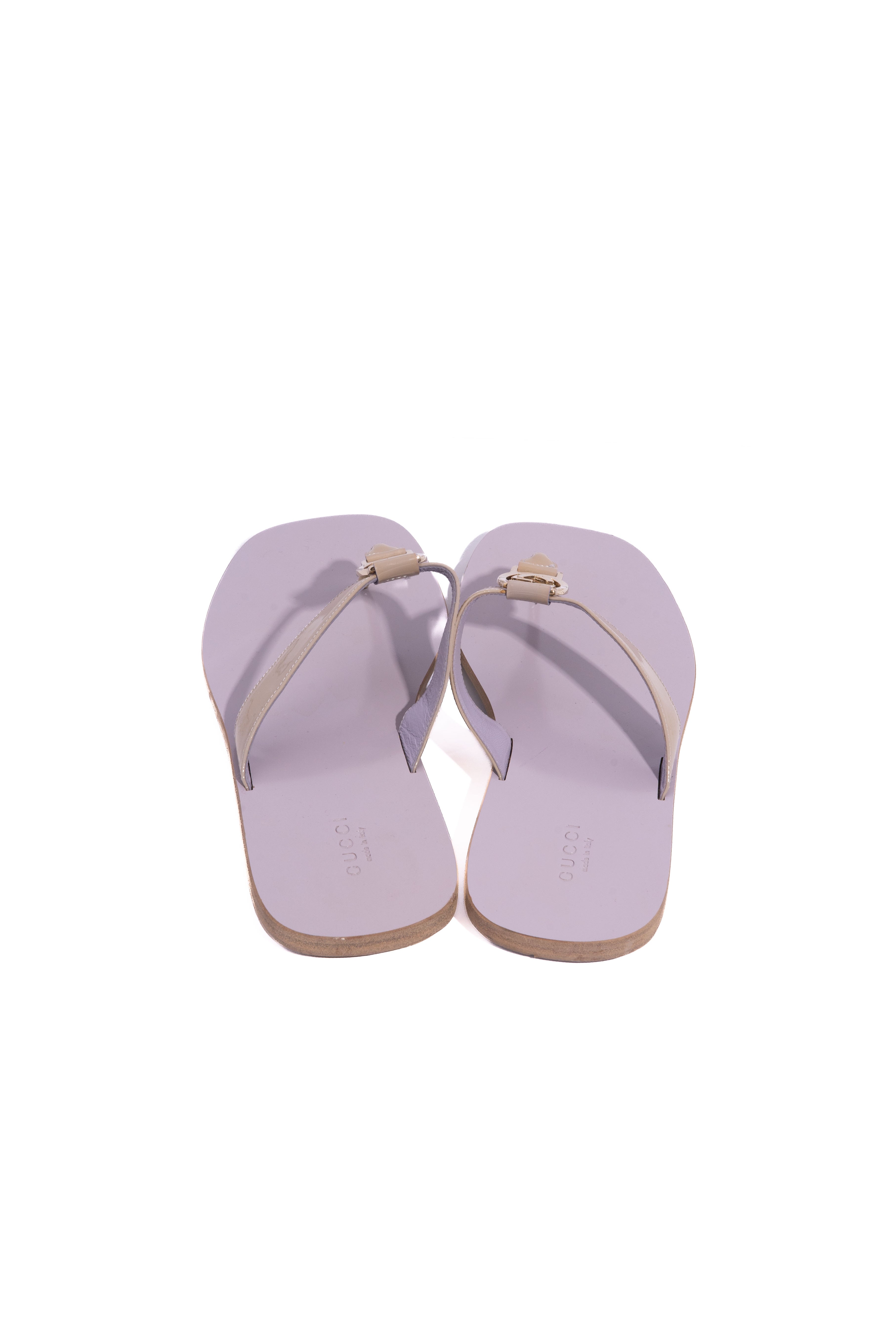 GUCCI Lilac Patent Leather Interlocking G Thong Sandals (Sz. 37.5)