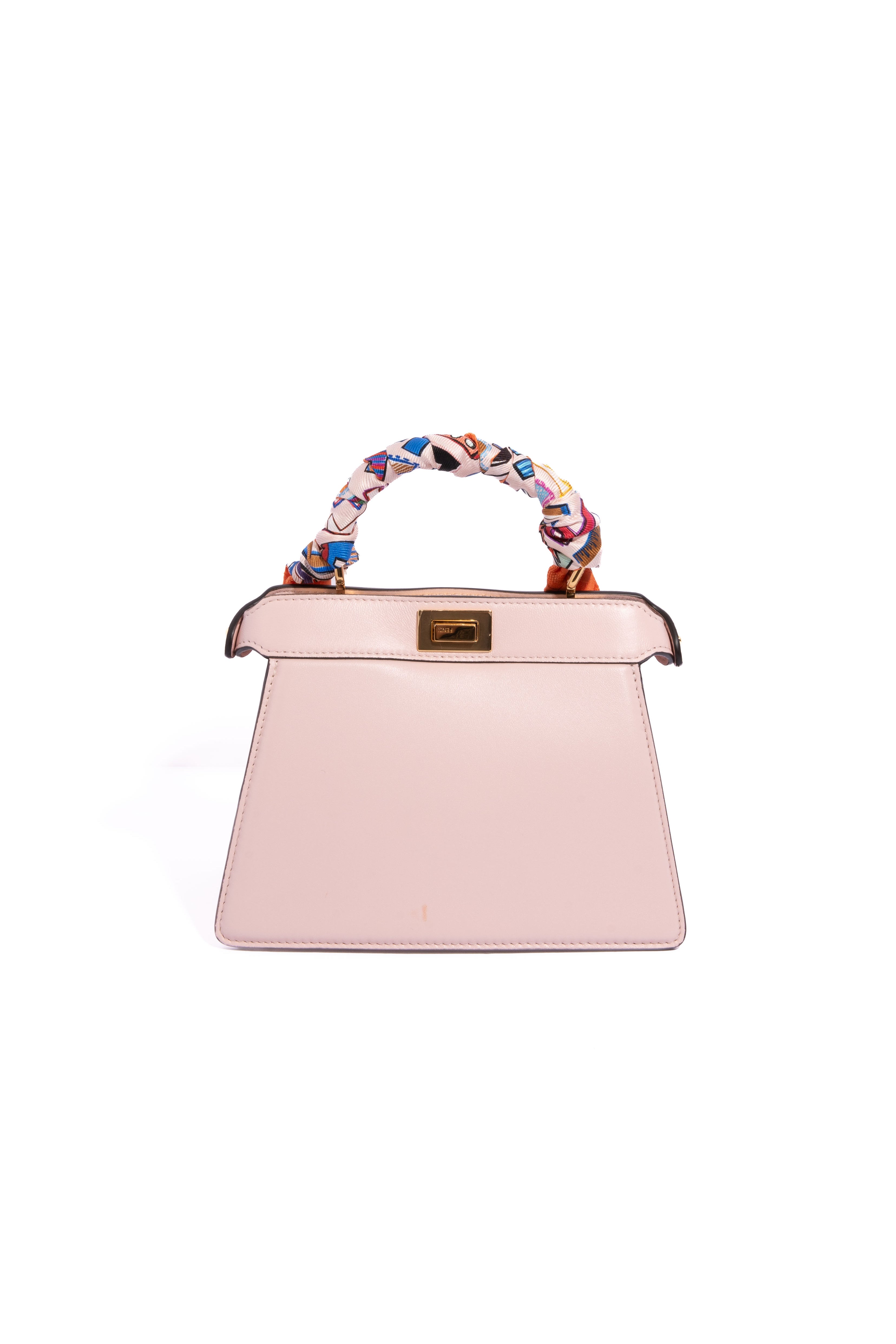 FENDI Pink 'Peek-a-Boo' Petite Handbag w Silk Fendi Wrappy
