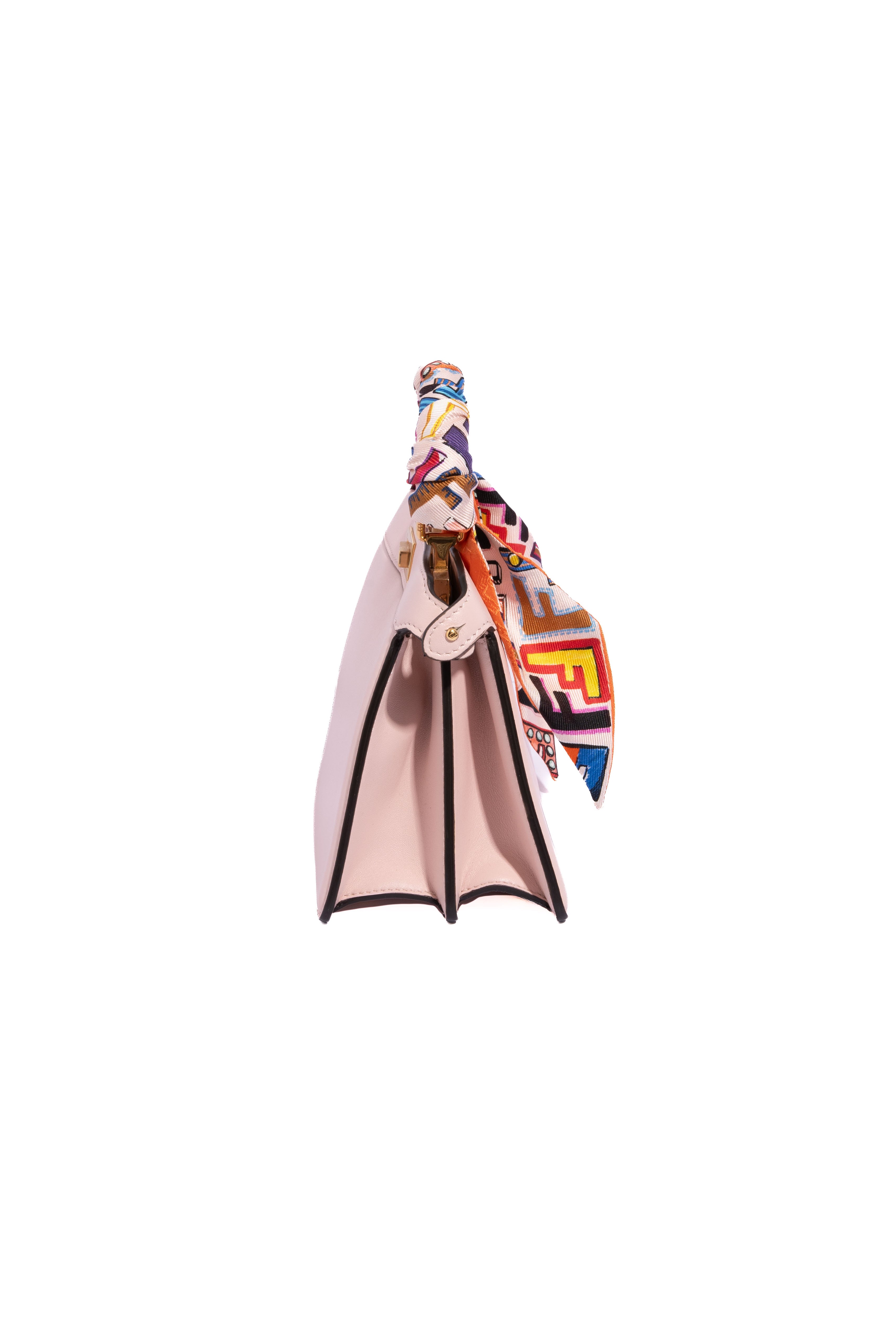 FENDI Pink 'Peek-a-Boo' Petite Handbag w Silk Fendi Wrappy