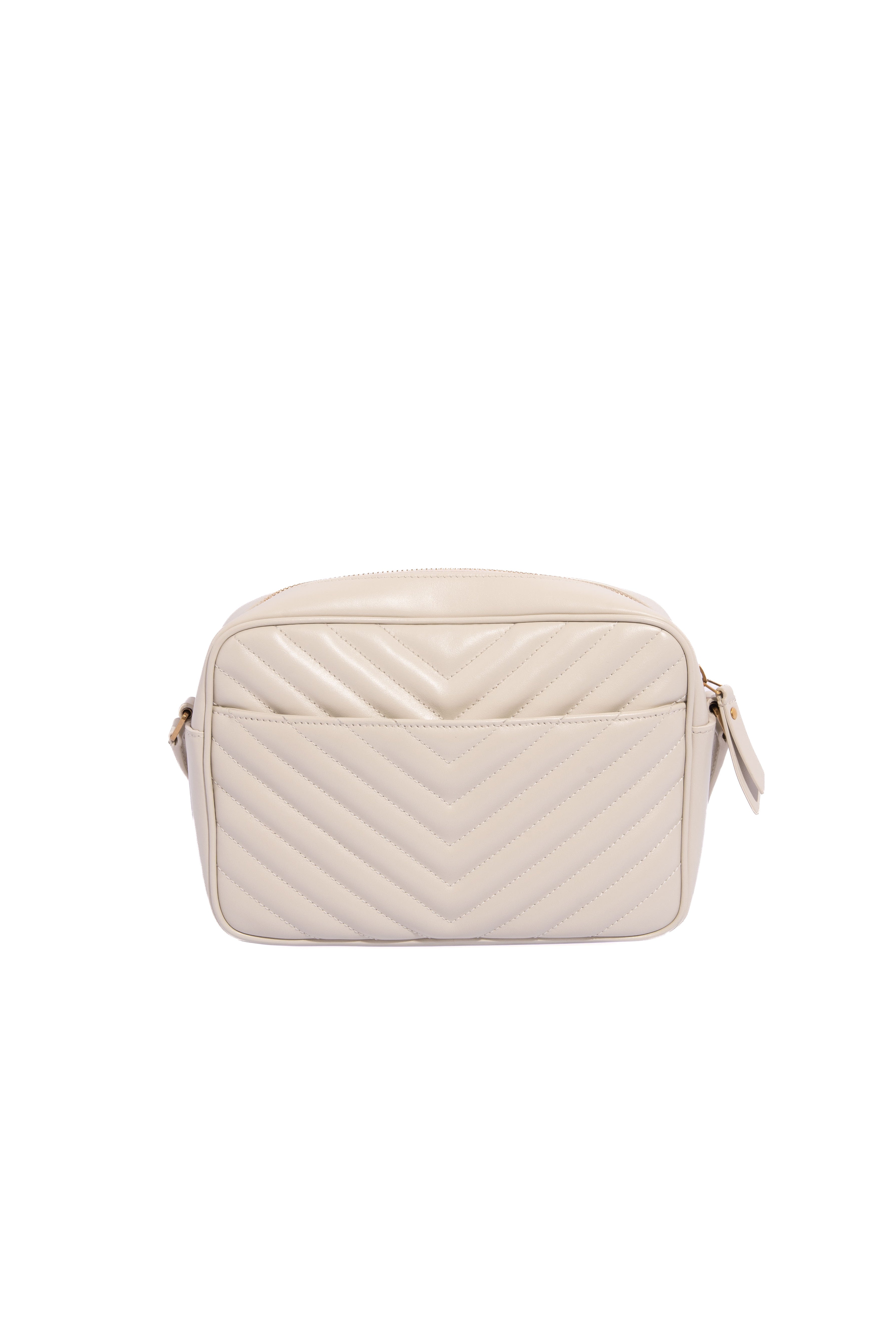 SAINT LAURENT Grey Chevron Quilt 'LouLou' Camera Bag