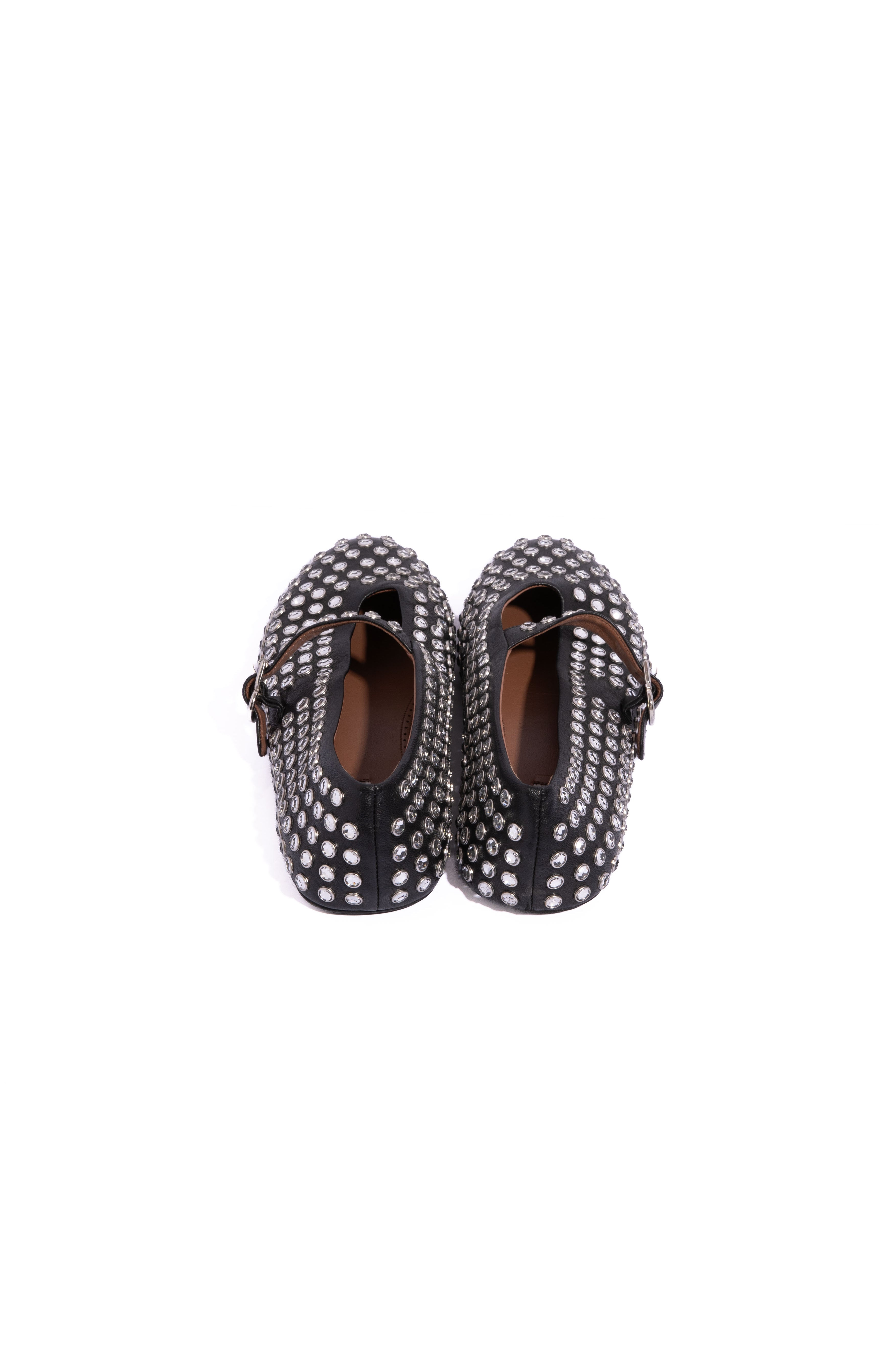 ALAIA 2026 Black Crystal 'Strass' Mary Jane Ballet Flats | Sz 38.5