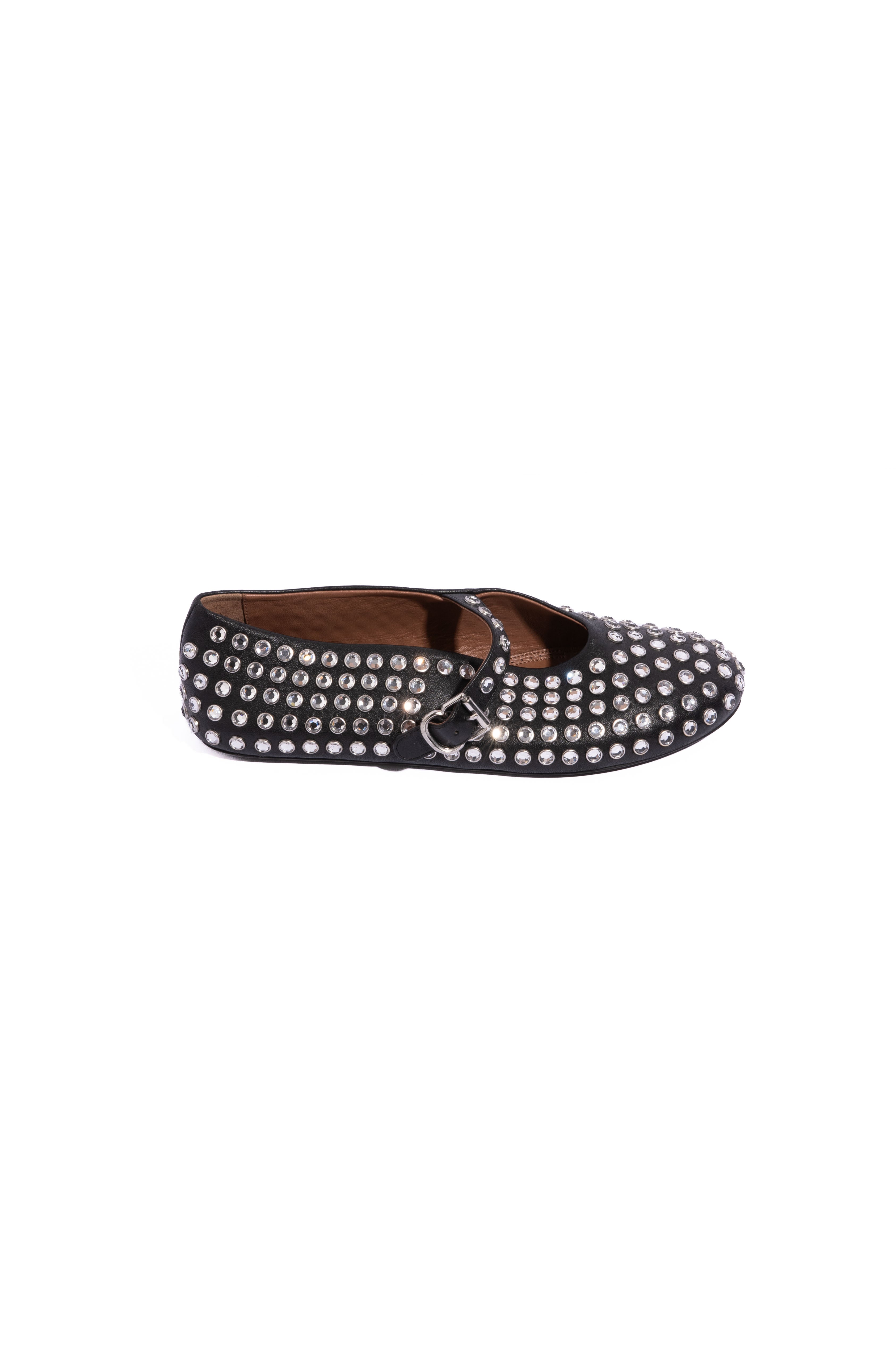 ALAIA 2026 Black Crystal 'Strass' Mary Jane Ballet Flats | Sz 38.5