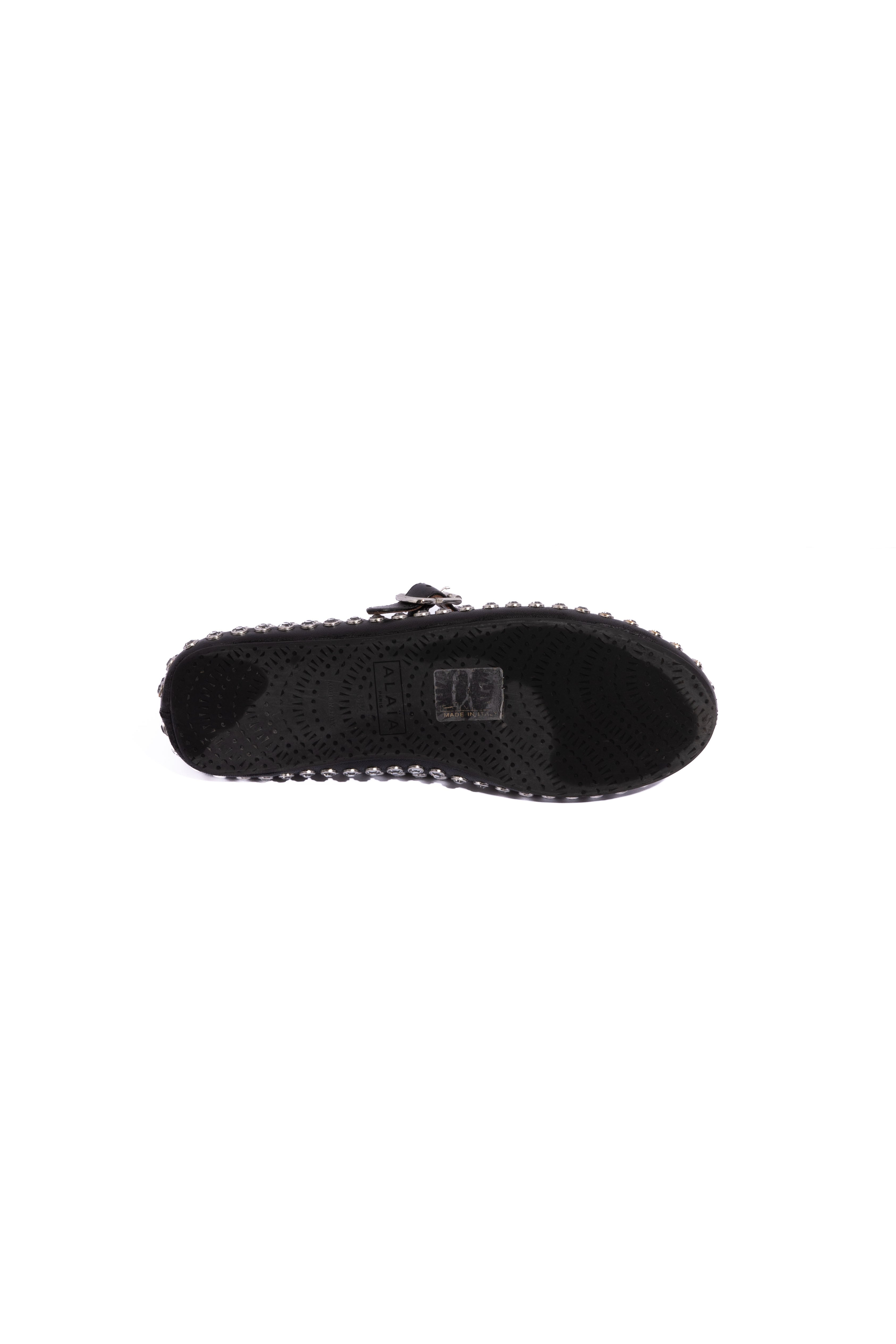 ALAIA 2026 Black Crystal 'Strass' Mary Jane Ballet Flats | Sz 38.5