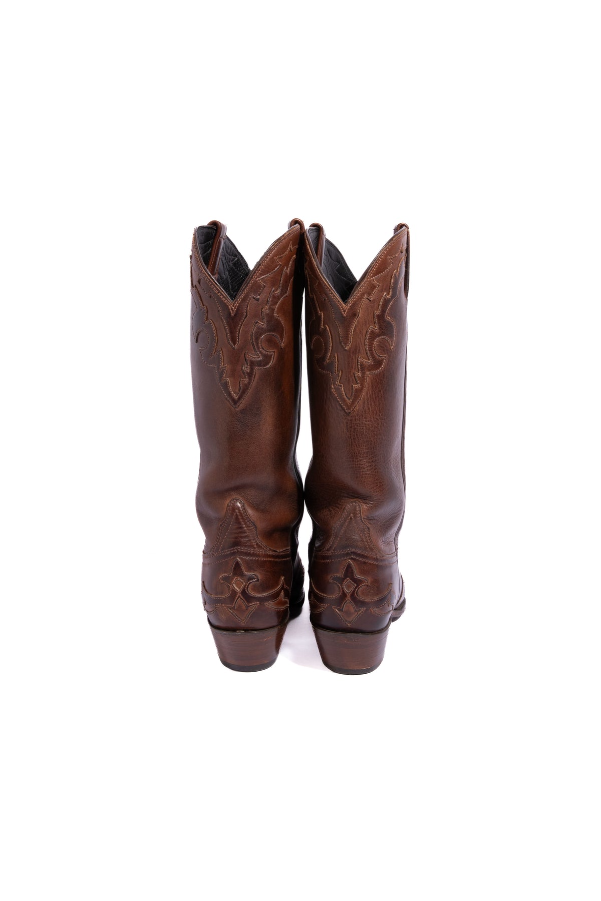 LUCCHESE Brown Contrast Stitch Knee High Western Boots | Sz. 37.5