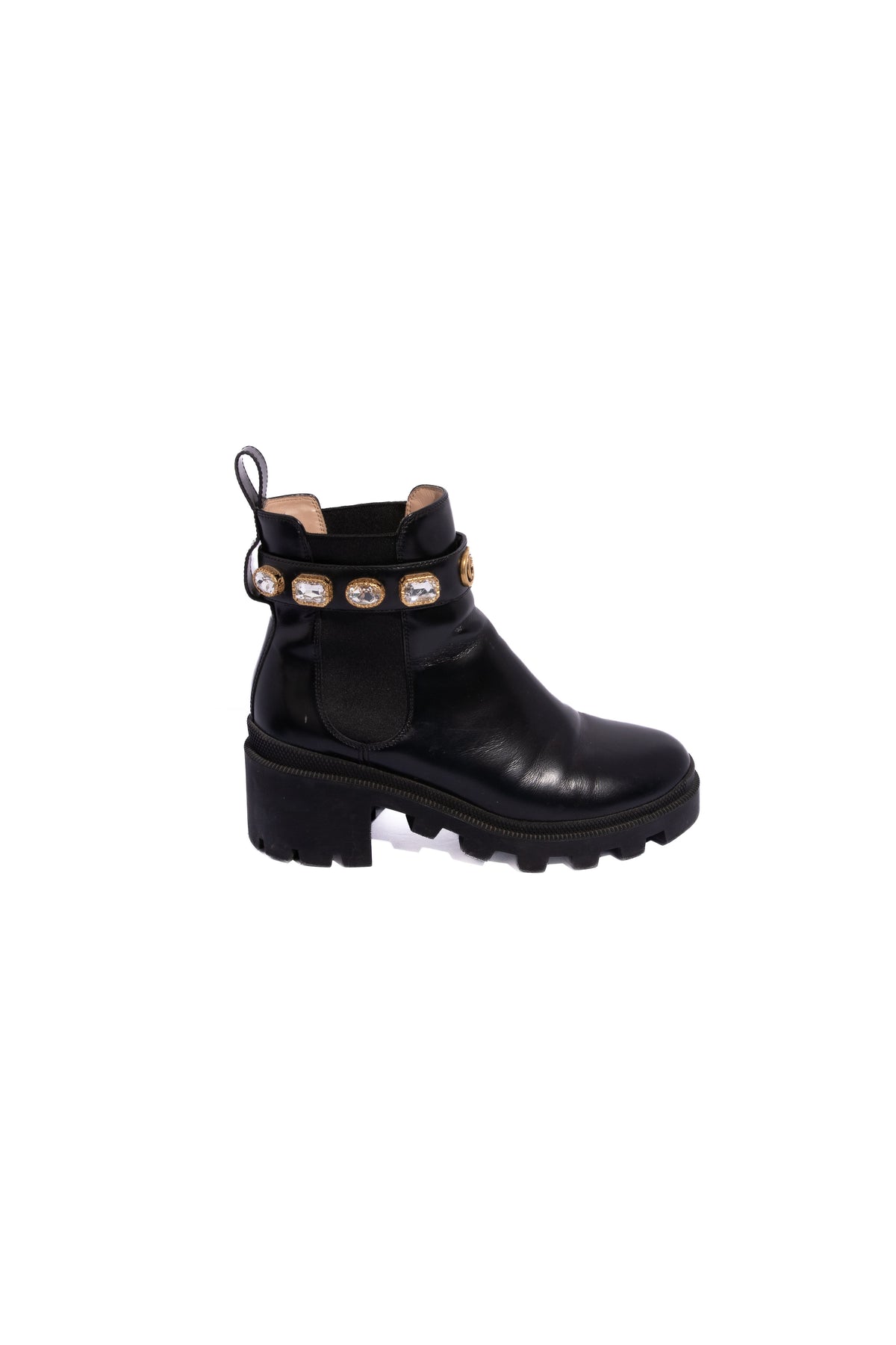 GUCCI Black Leather Marmont Velcro Buckle Ankle Boots | Sz. 39