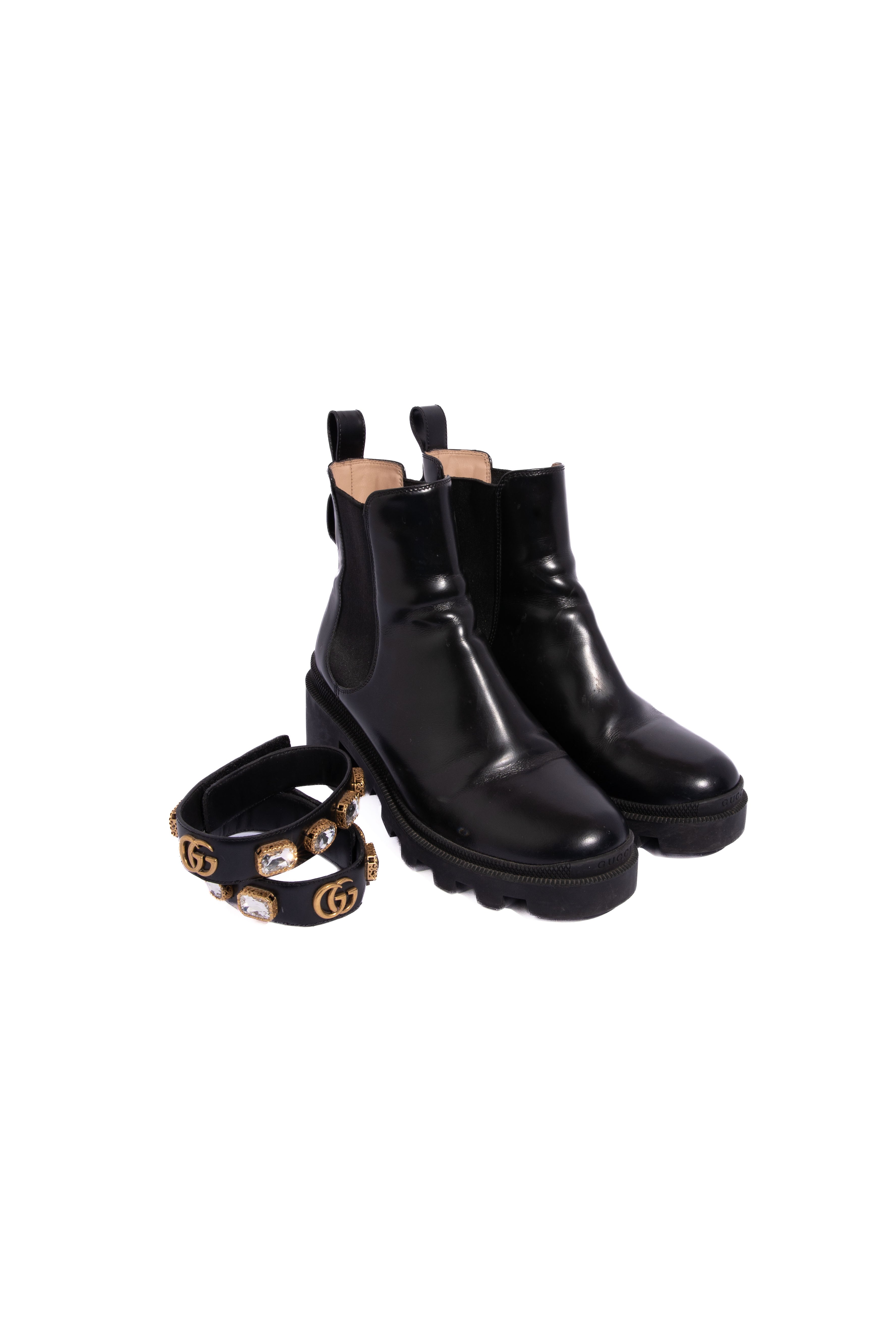 GUCCI Black Leather Marmont Velcro Buckle Ankle Boots | Sz. 39