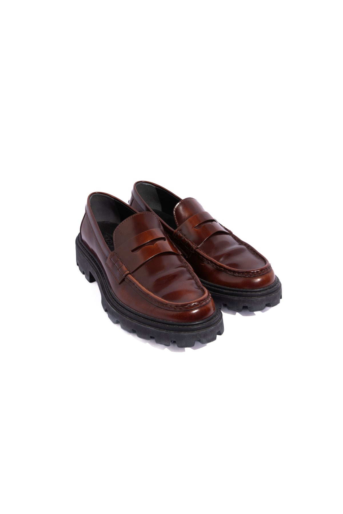 TOD'S Brown Leather Lug Sole Loafers | Sz. 38.5