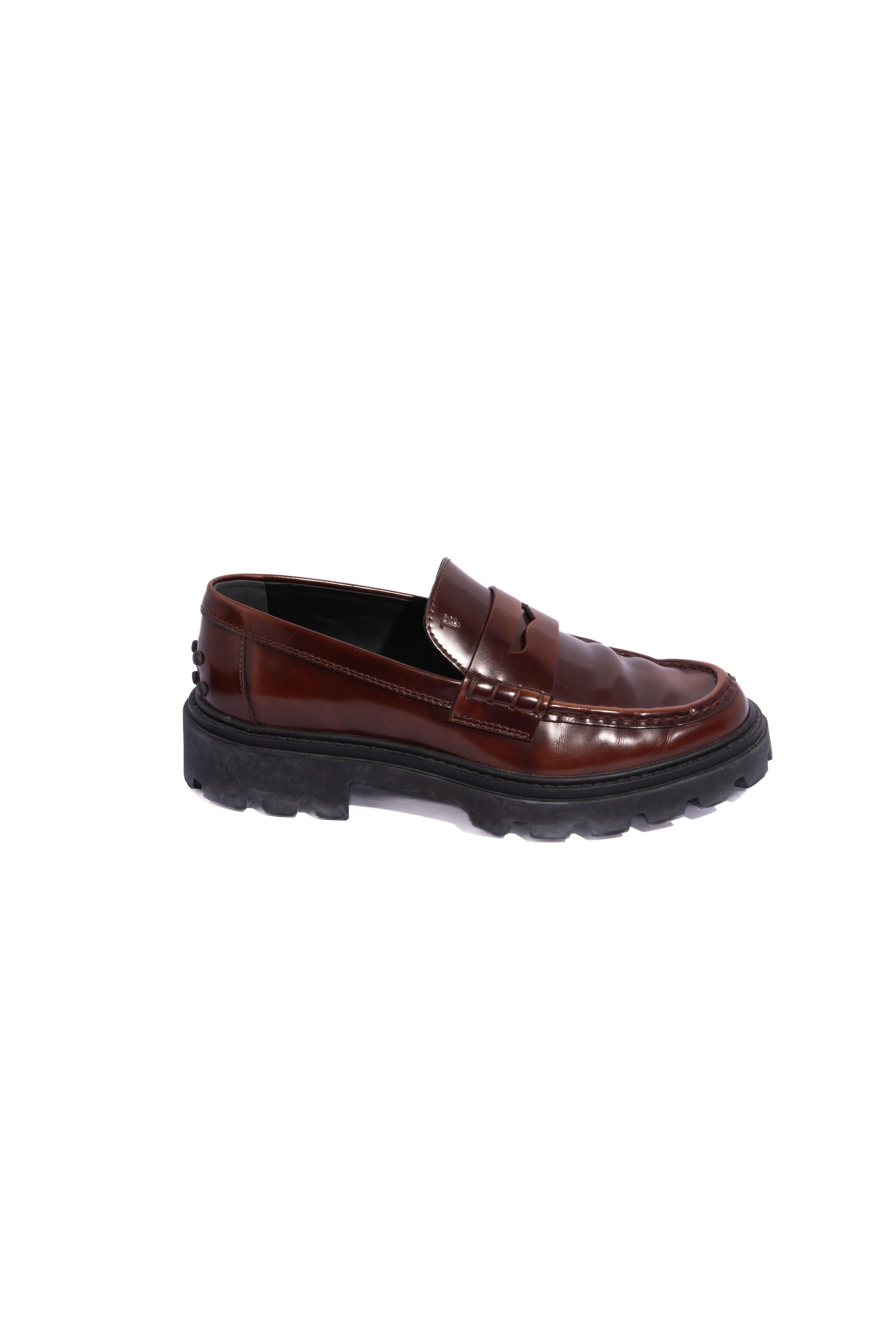 TOD'S Brown Leather Lug Sole Loafers | Sz. 38.5