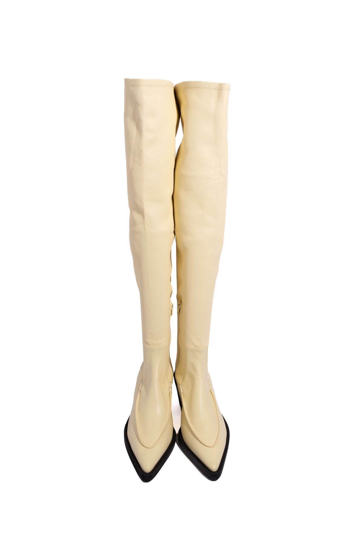 KHAITE Butter Yellow Over The Knee Pointed Boots | Sz. 41