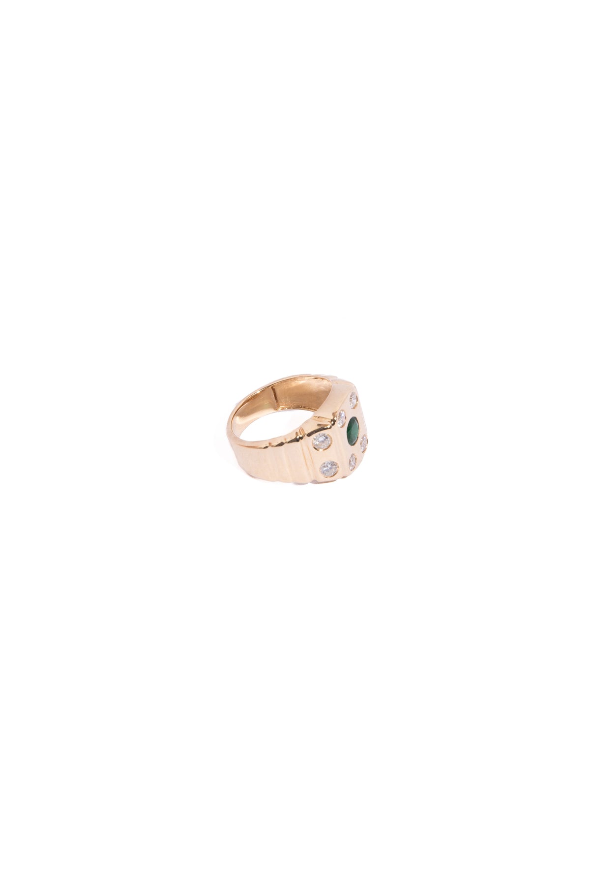 RACHEL LYNN CHICAGO 14k Diamond & Emerald Signet Ring | Sz. 8