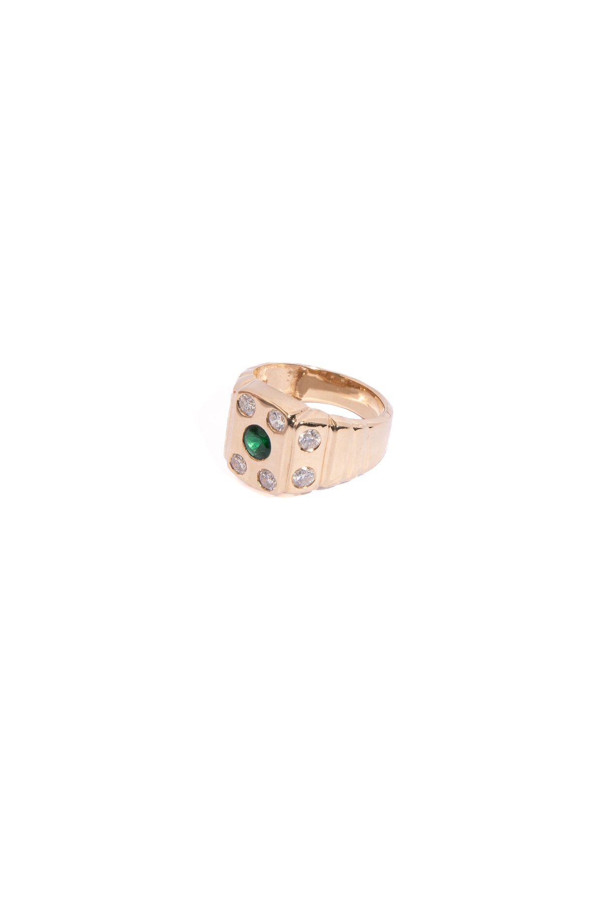 RACHEL LYNN CHICAGO 14k Diamond & Emerald Signet Ring | Sz. 8