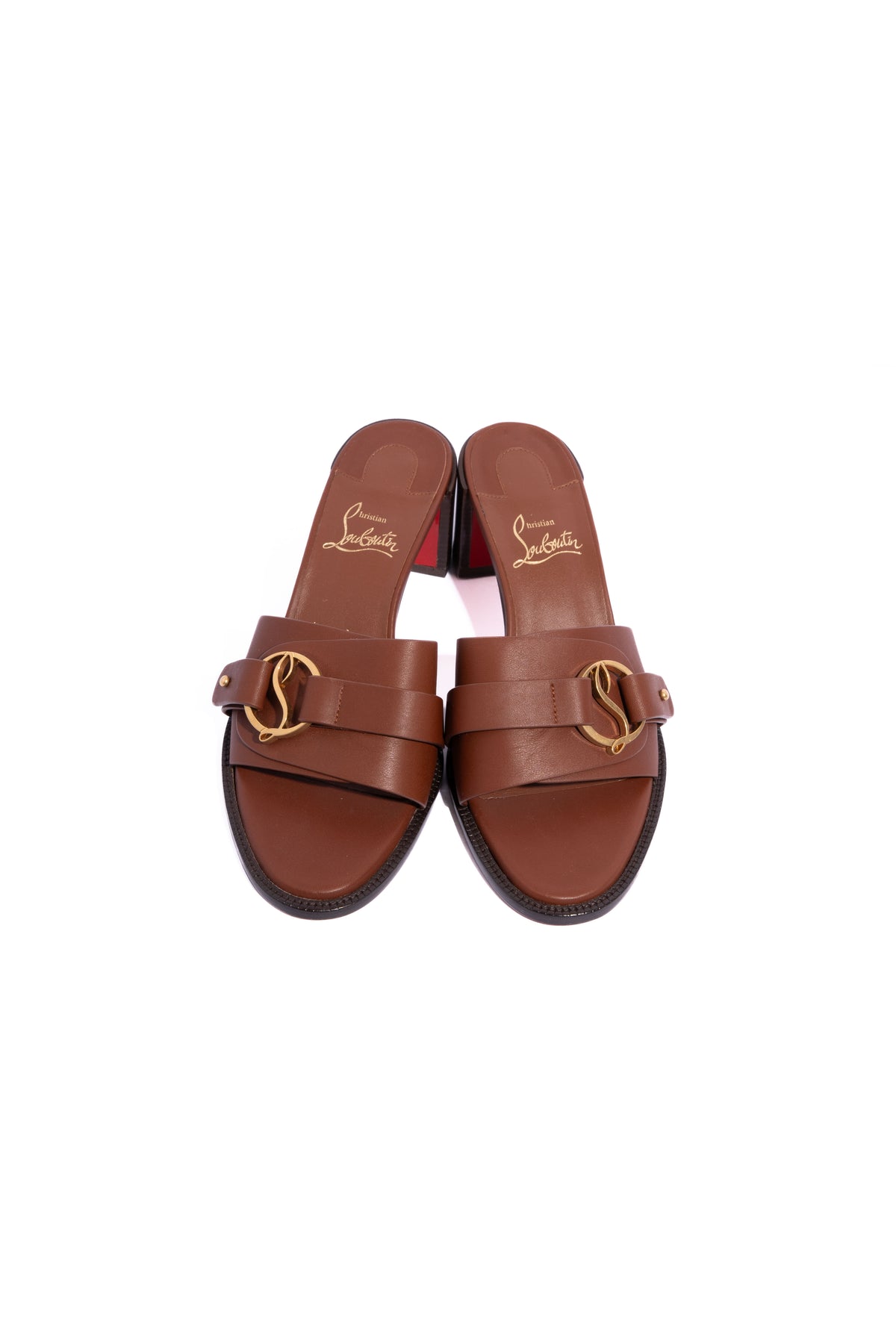 CHRISTIAN LOUBOUTIN Tan "Her In Roma" Mules | Sz. 37.5