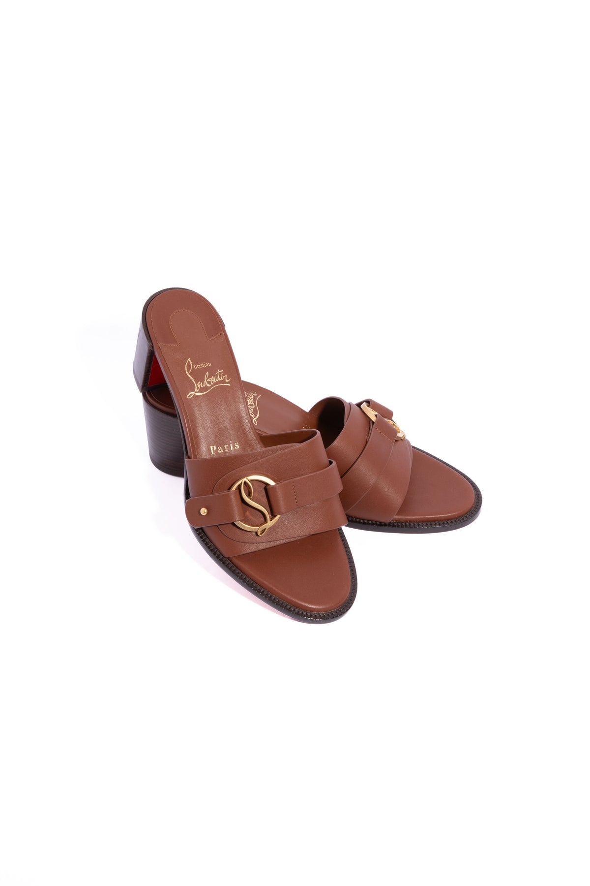 CHRISTIAN LOUBOUTIN Tan "Her In Roma" Mules | Sz. 37.5