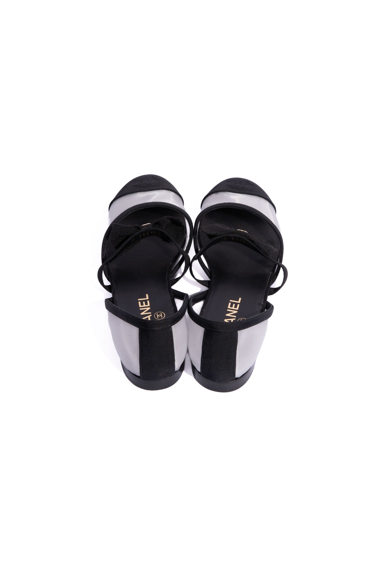 CHANEL Black Mesh Mary-Jane Bow Flats | Sz. 39