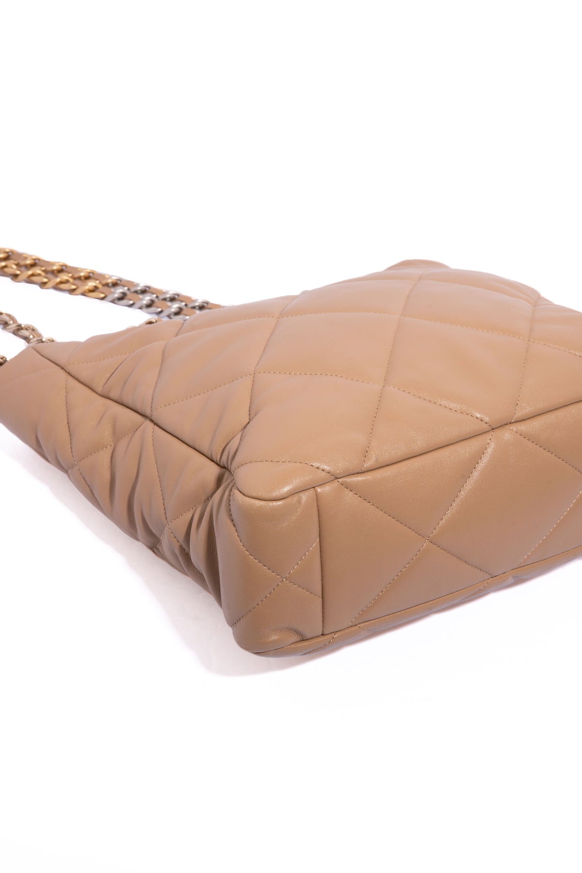 CHANEL Tan Tri-Color Hardware Lambskin 19 Shopping Bag