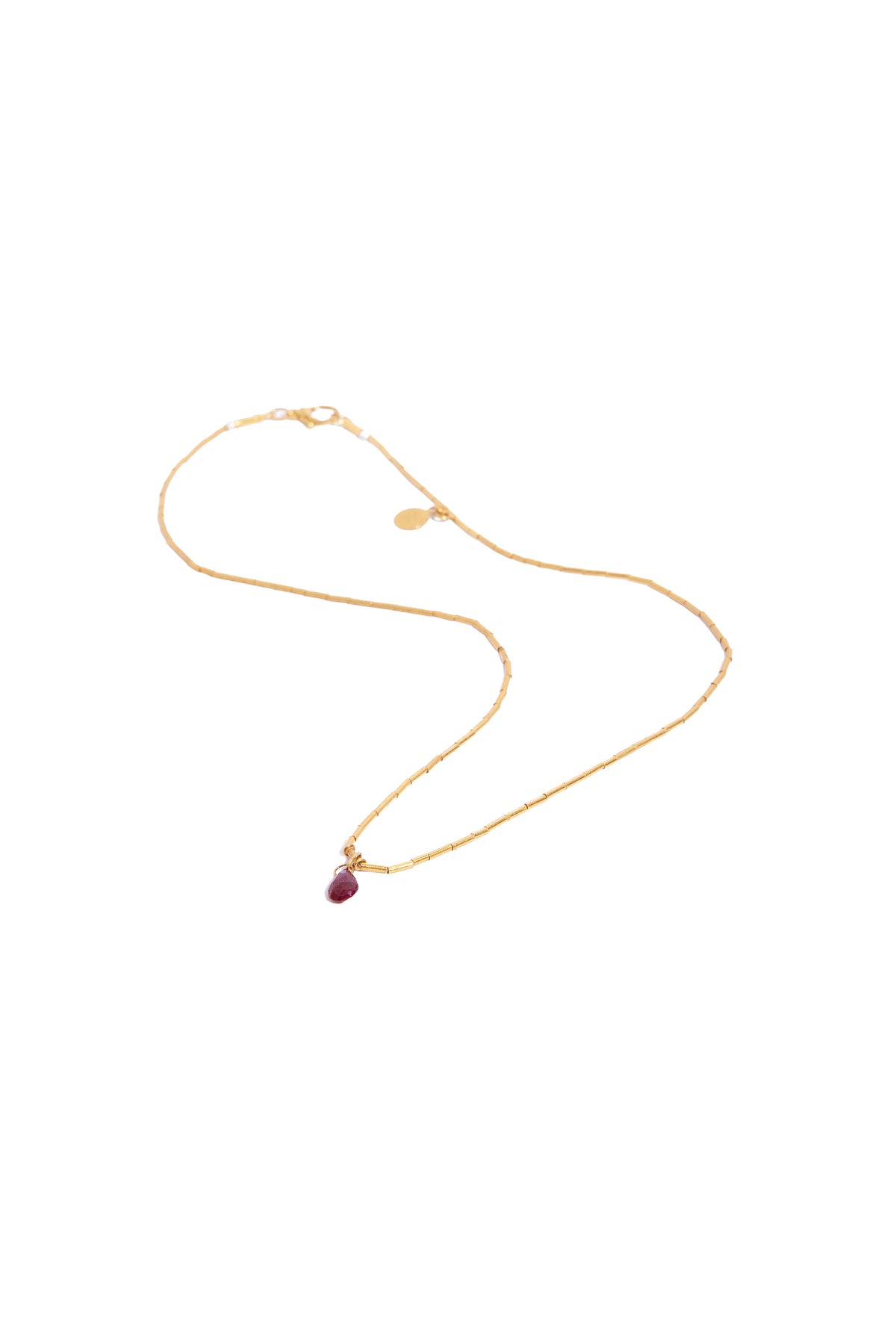GURHAN 18k Gold Beaded Necklace Ruby Pendant