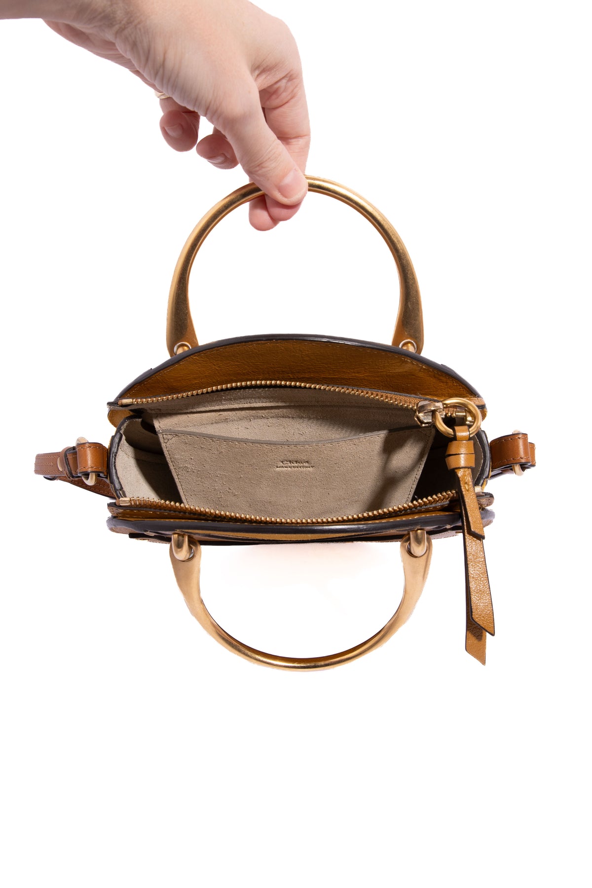 CHLOE Small Round 'Pixie' Gold Bracelet Handle Bag