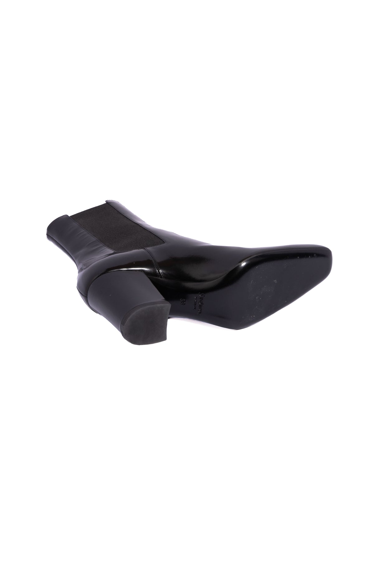 SAINT LAURENT Black High Shine Leather Ankle Boots | Sz 39