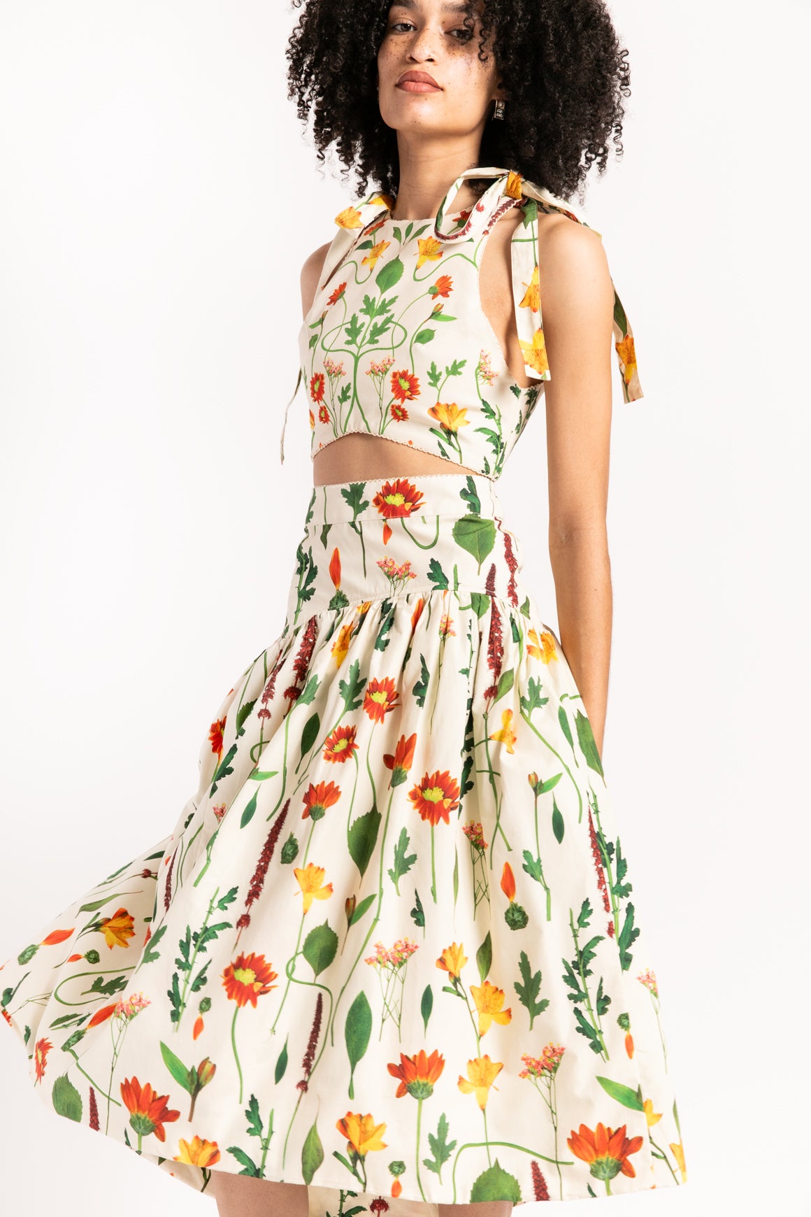 AGUA BENDITA Floral Halter & Midi Skirt
