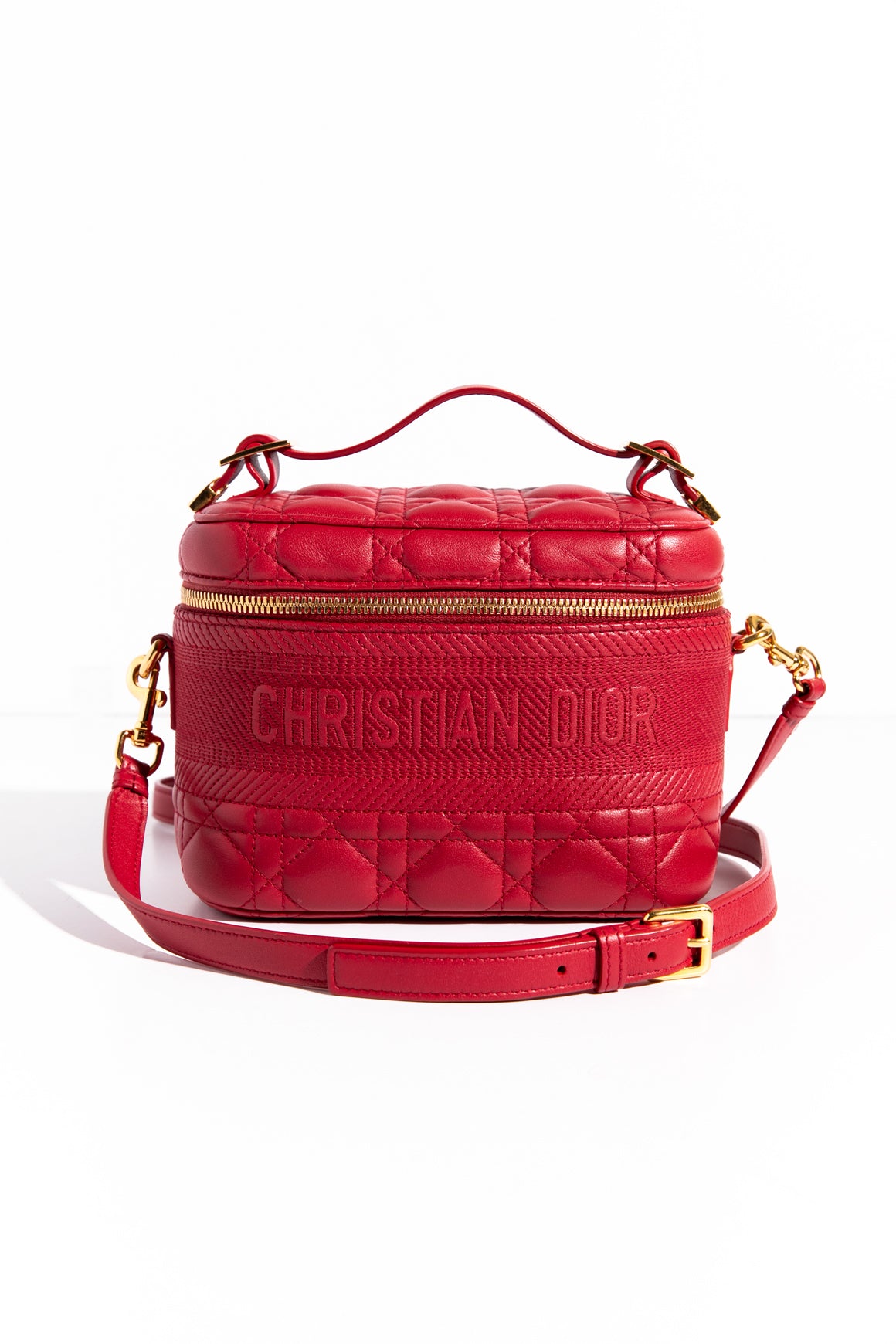 CHRISTIAN DIOR Red Cannage Micro Vanity Bag