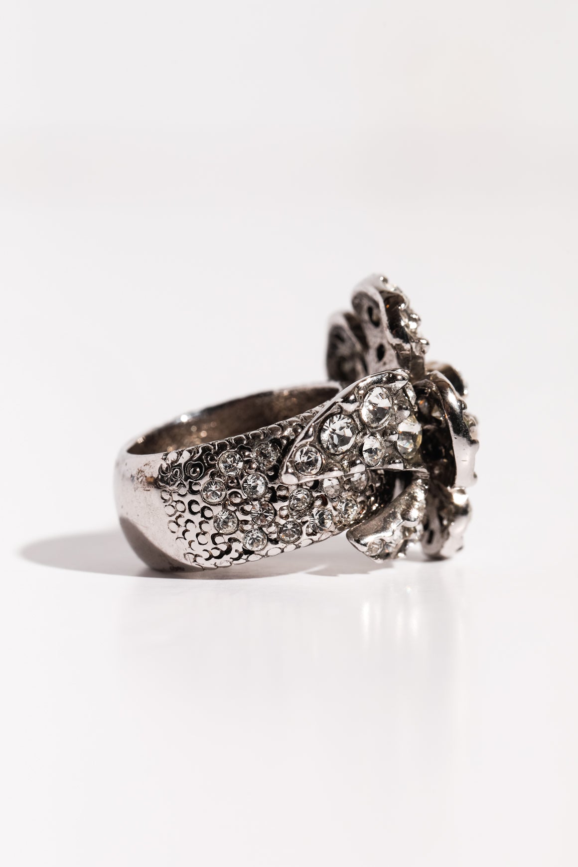 CHANEL Rhinestone Floral Ring