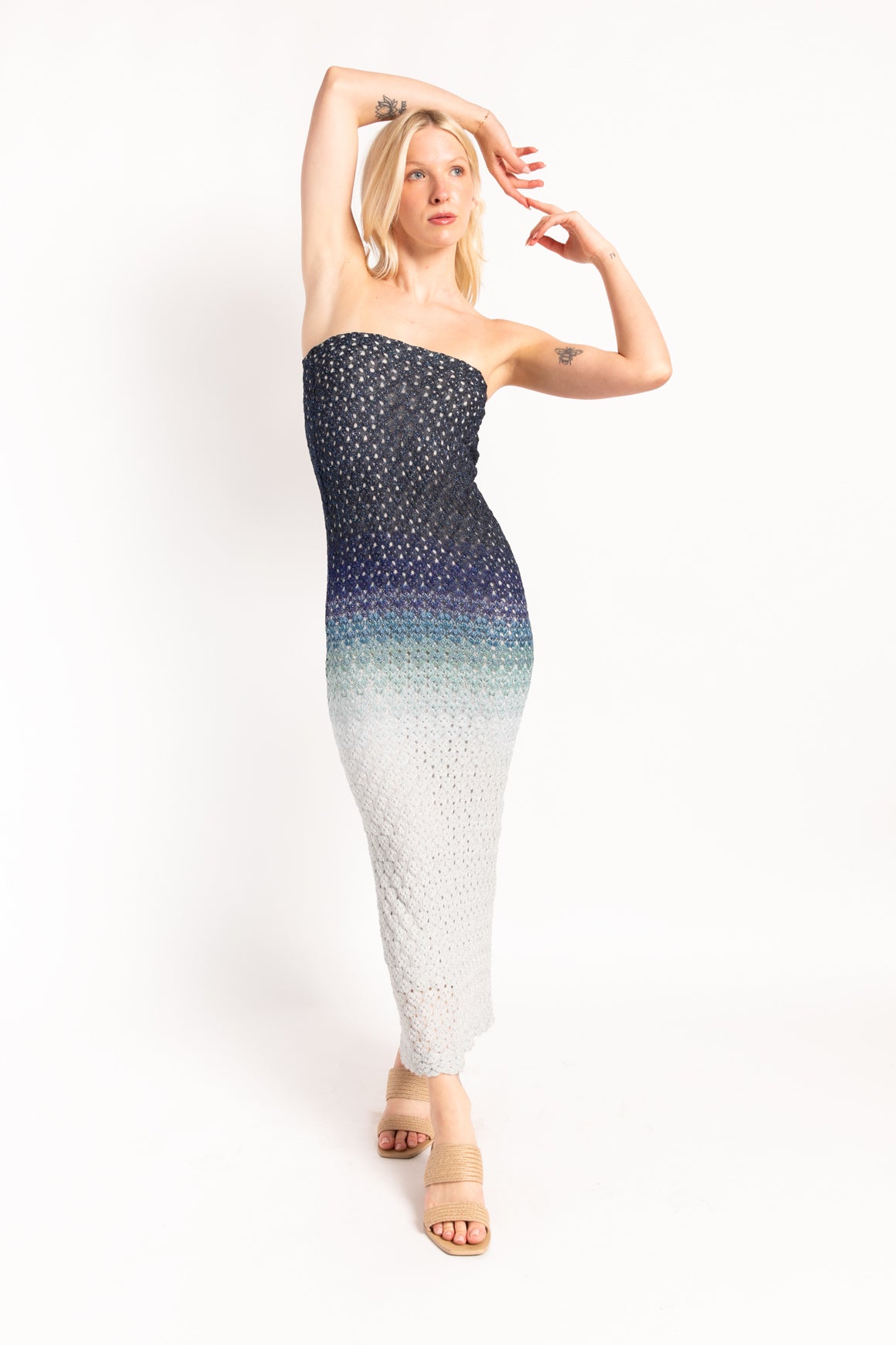 MISSONI Blue Crochet Maxi Dress