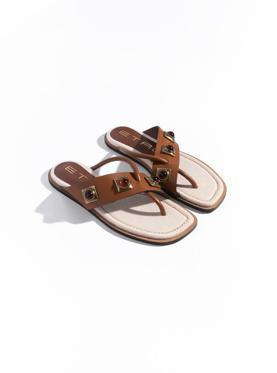 ETRO Brown Embellished Sandals (Sz. 37)