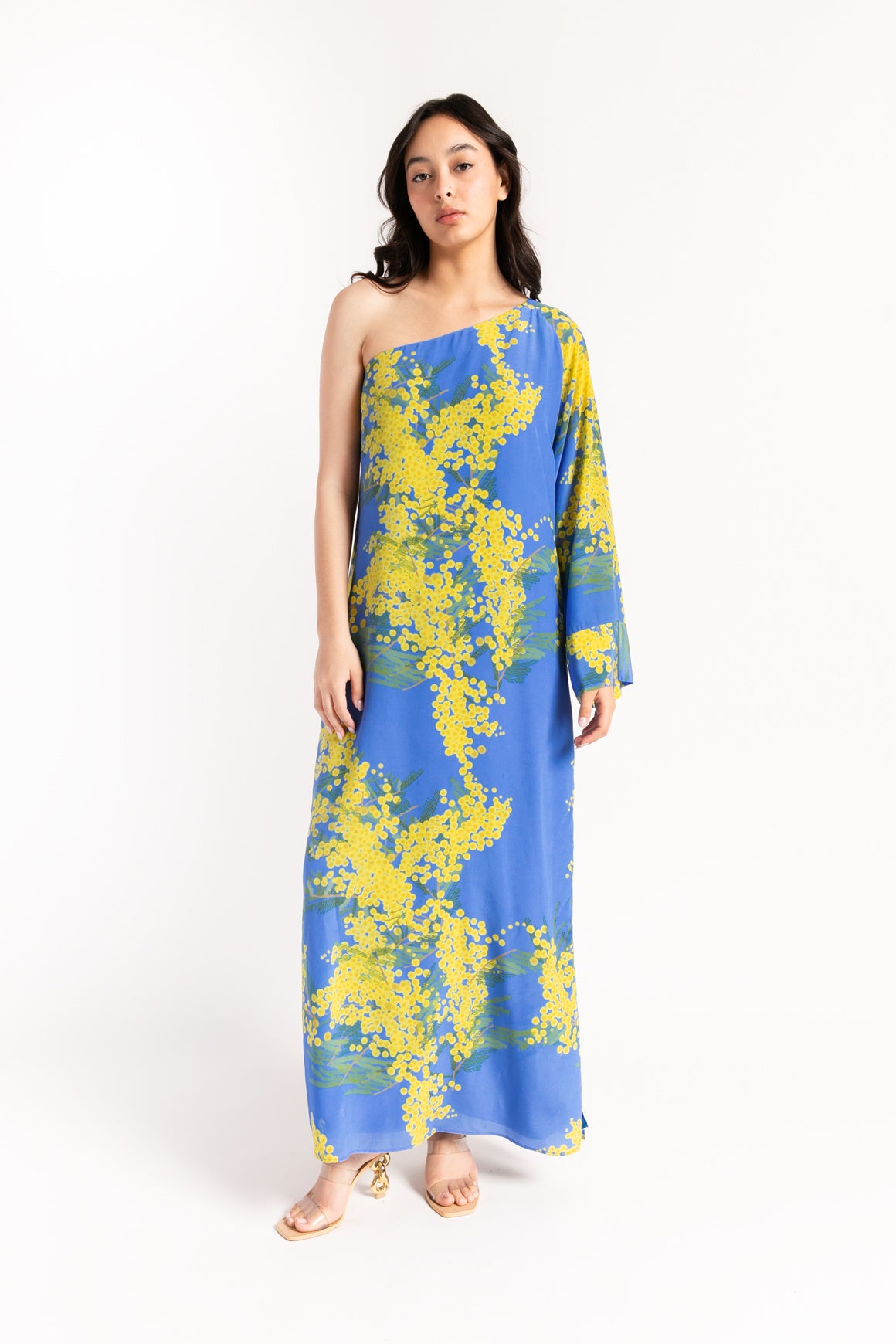 BERNADETTE Floral One Sleeve Silk Gown