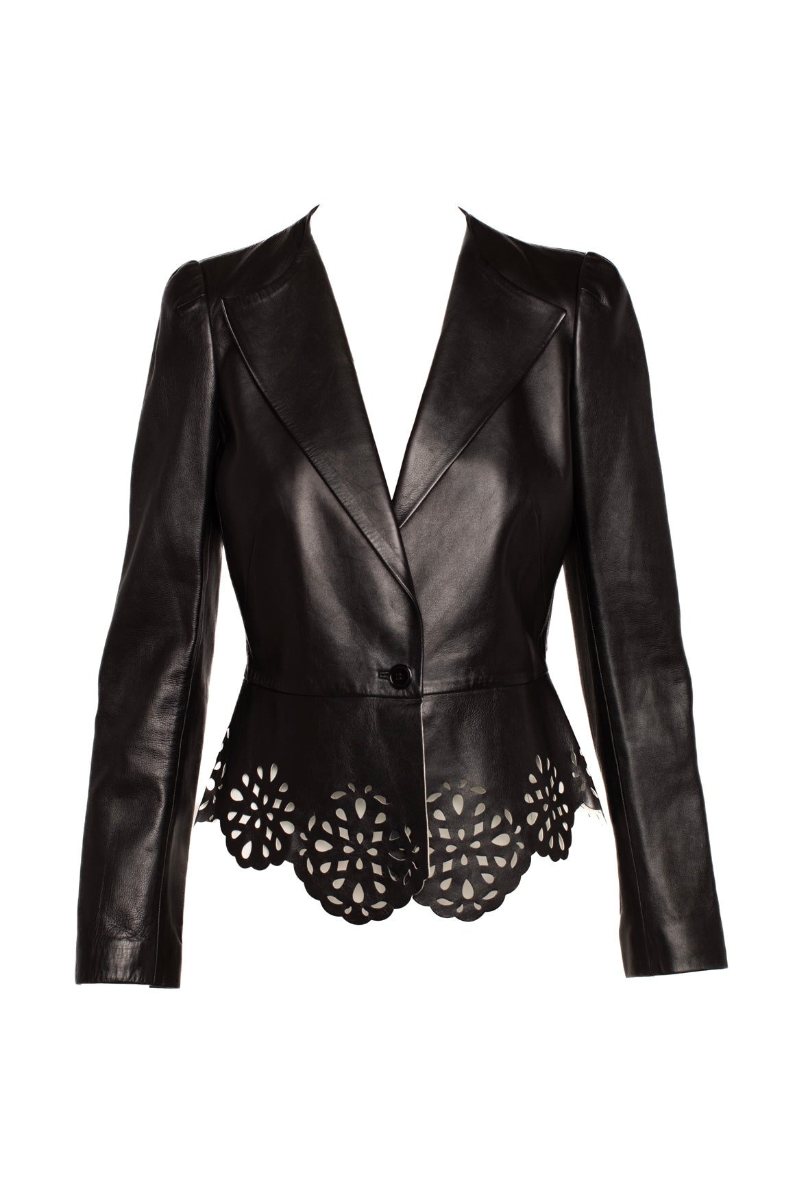 ALEXANDER MCQUEEN Leather Cut Out Jacket (Sz. 44/8)