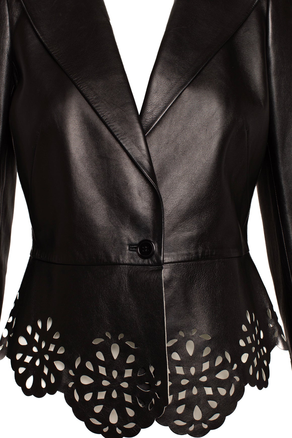 ALEXANDER MCQUEEN Leather Cut Out Jacket (Sz. 44/8)