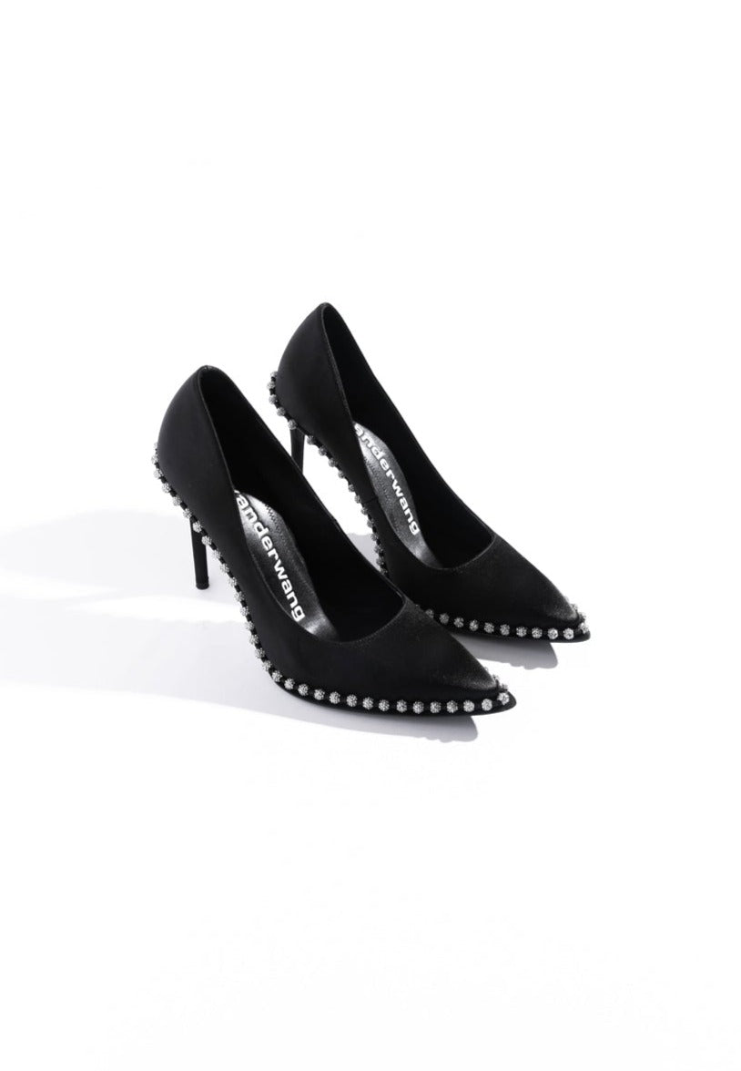 ALEXANDER WANG Black Crystal Embellished Heels (Sz. 38)