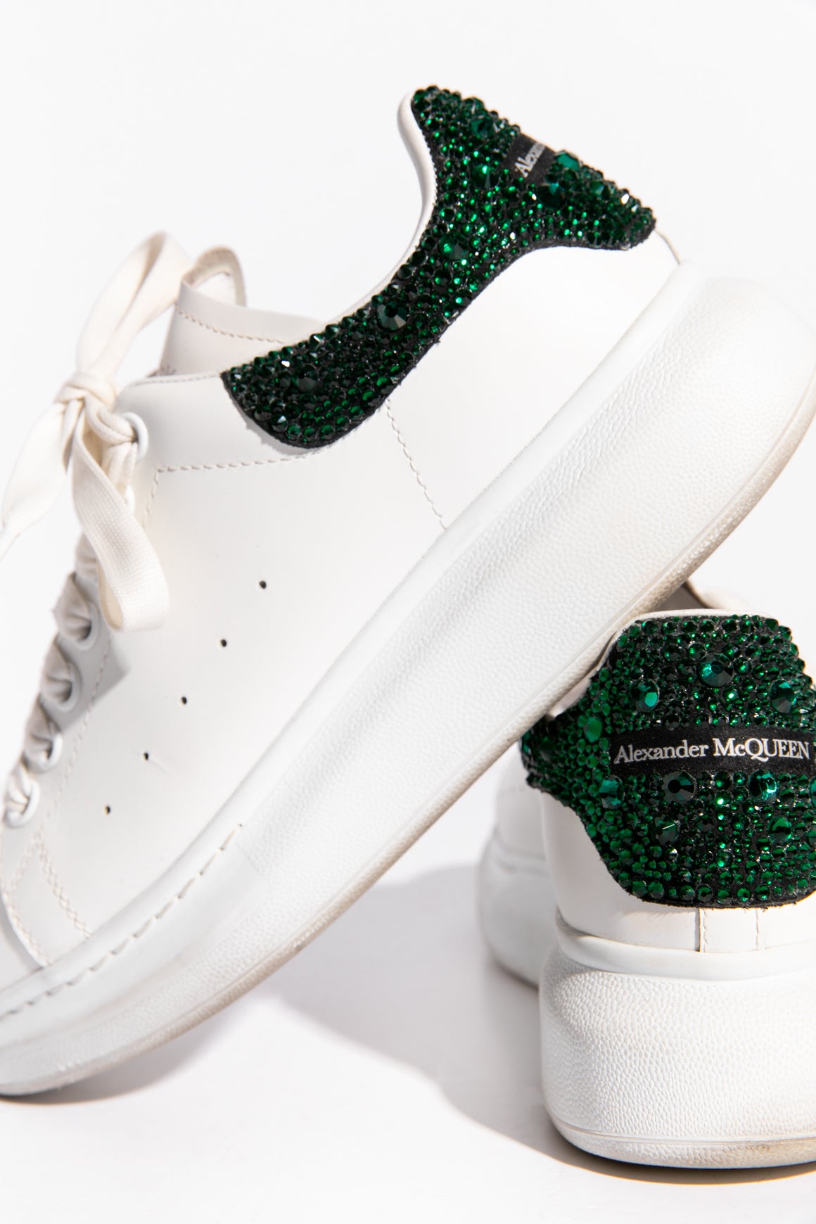 ALEXANDER MCQUEEN White & Green Sneakers (Sz. 38)