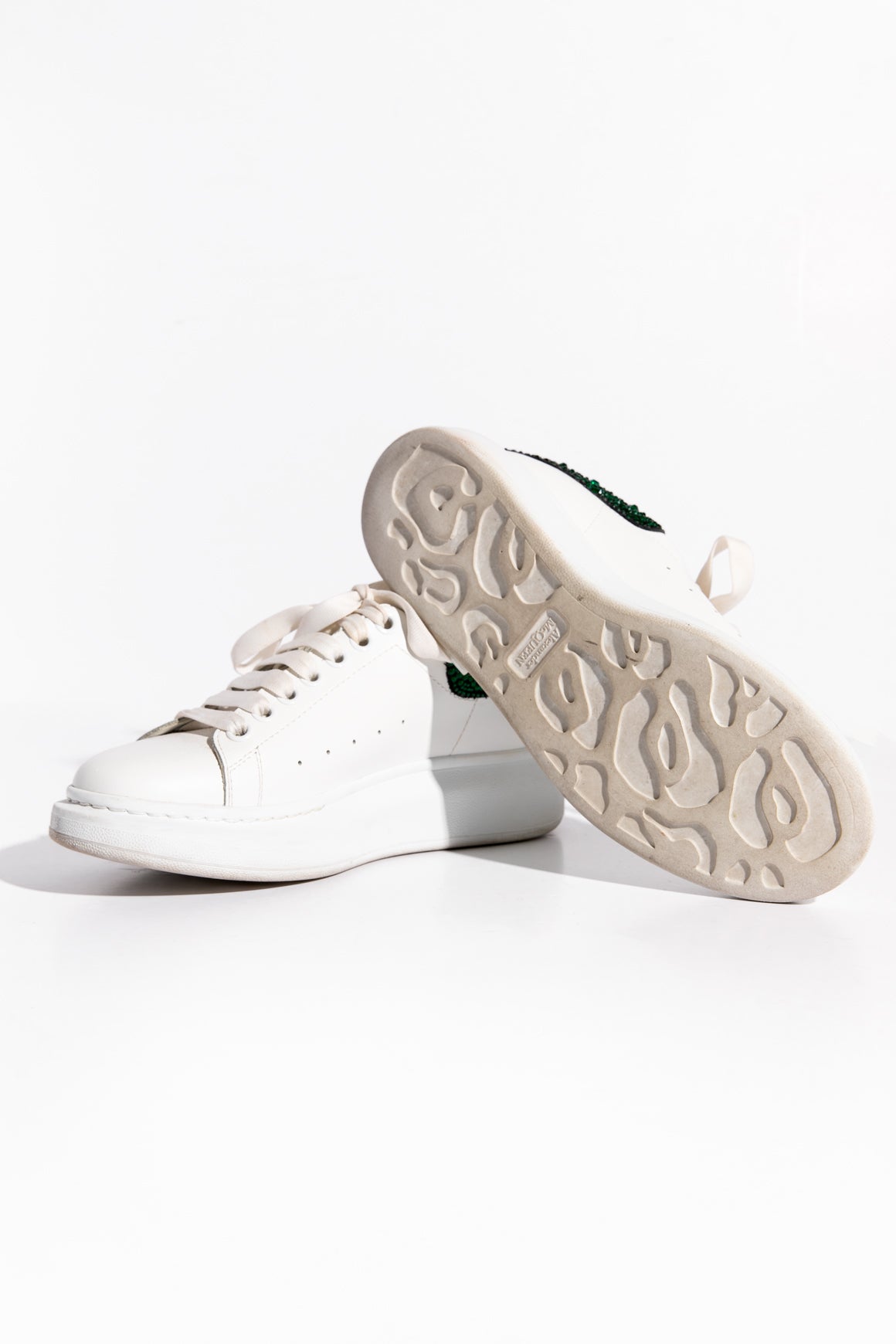 ALEXANDER MCQUEEN White & Green Sneakers (Sz. 38)