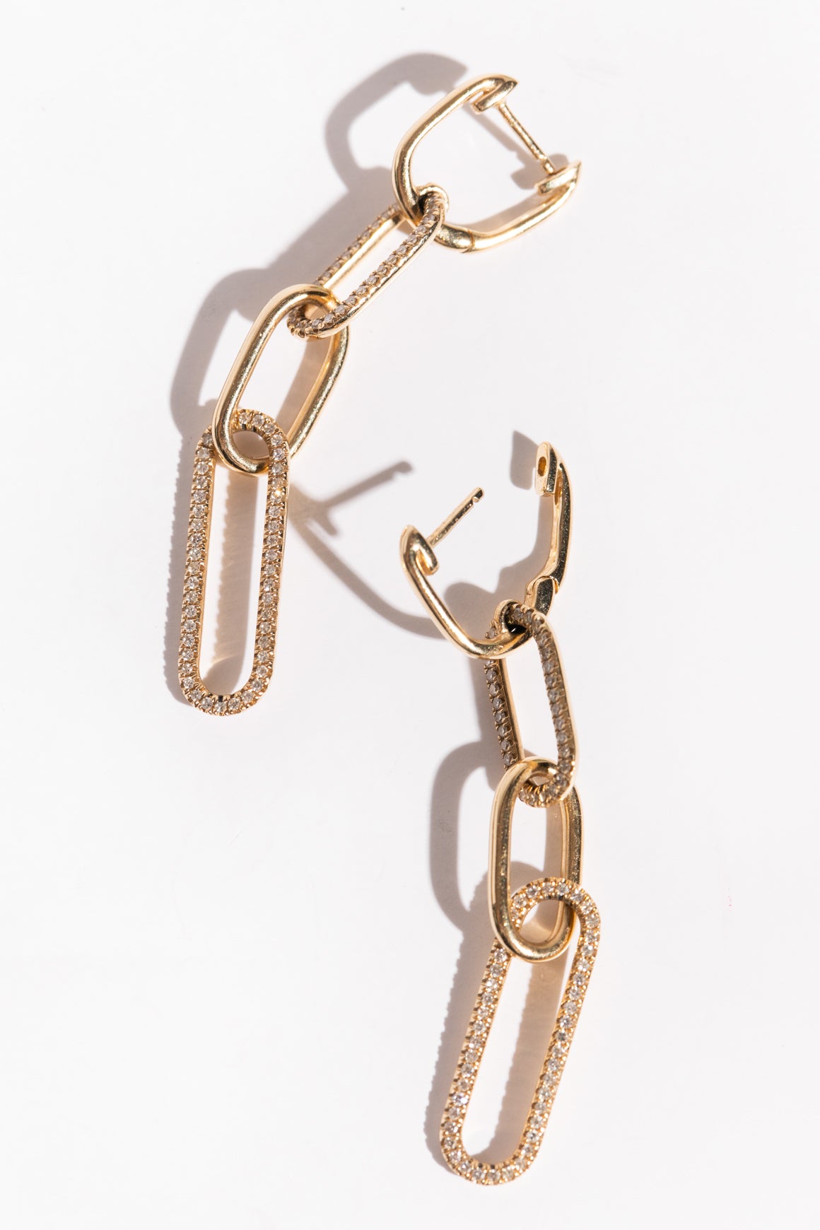 14K Gold Diamond Link Earrings