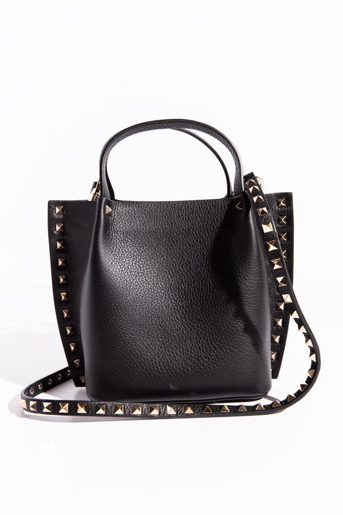 VALENTINO Black Rockstud Small Tote | MOSS Consignment