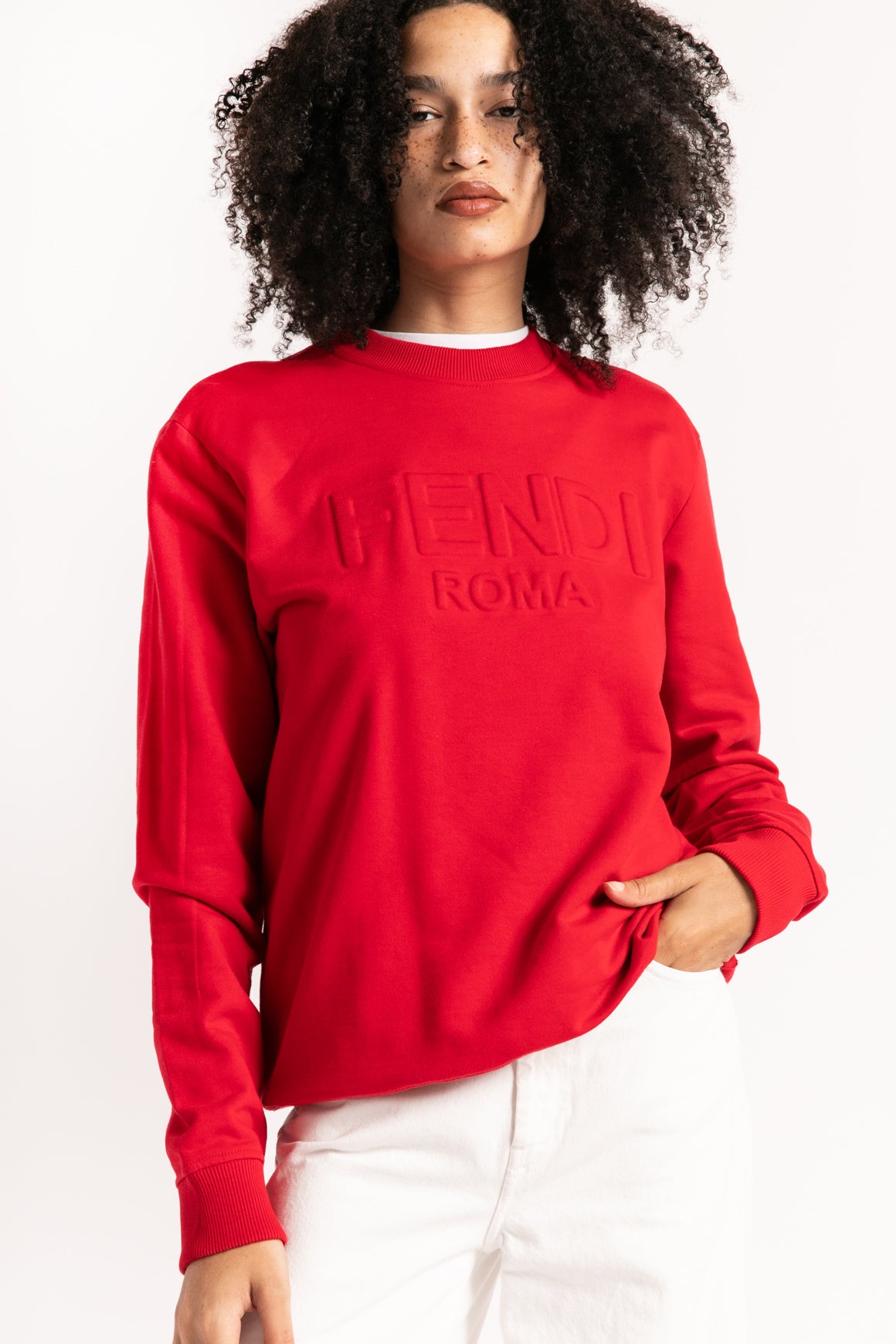 FENDI Red Logo Graphic Sweatshirt