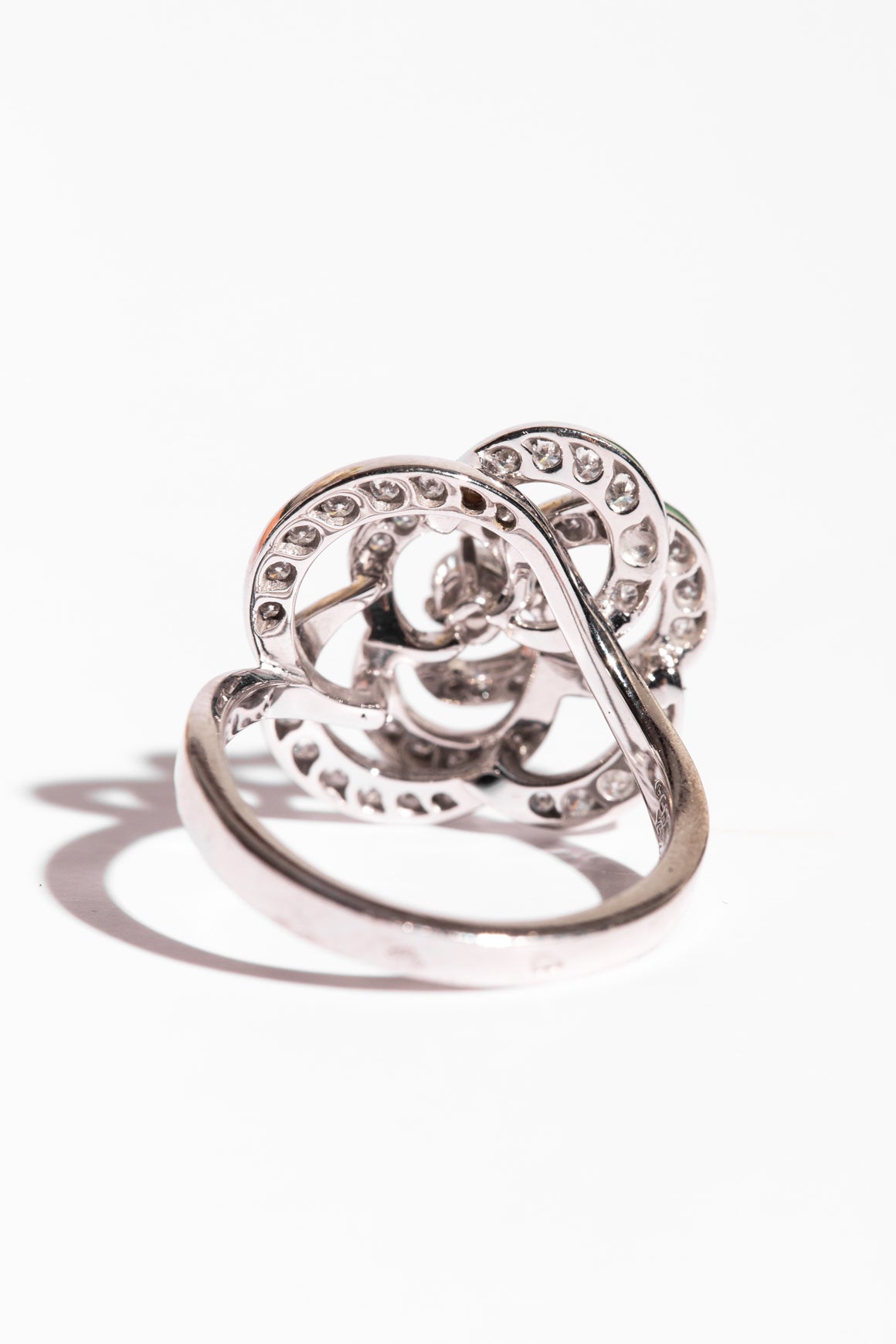 CHANEL White Gold & Diamond Camelia Ring