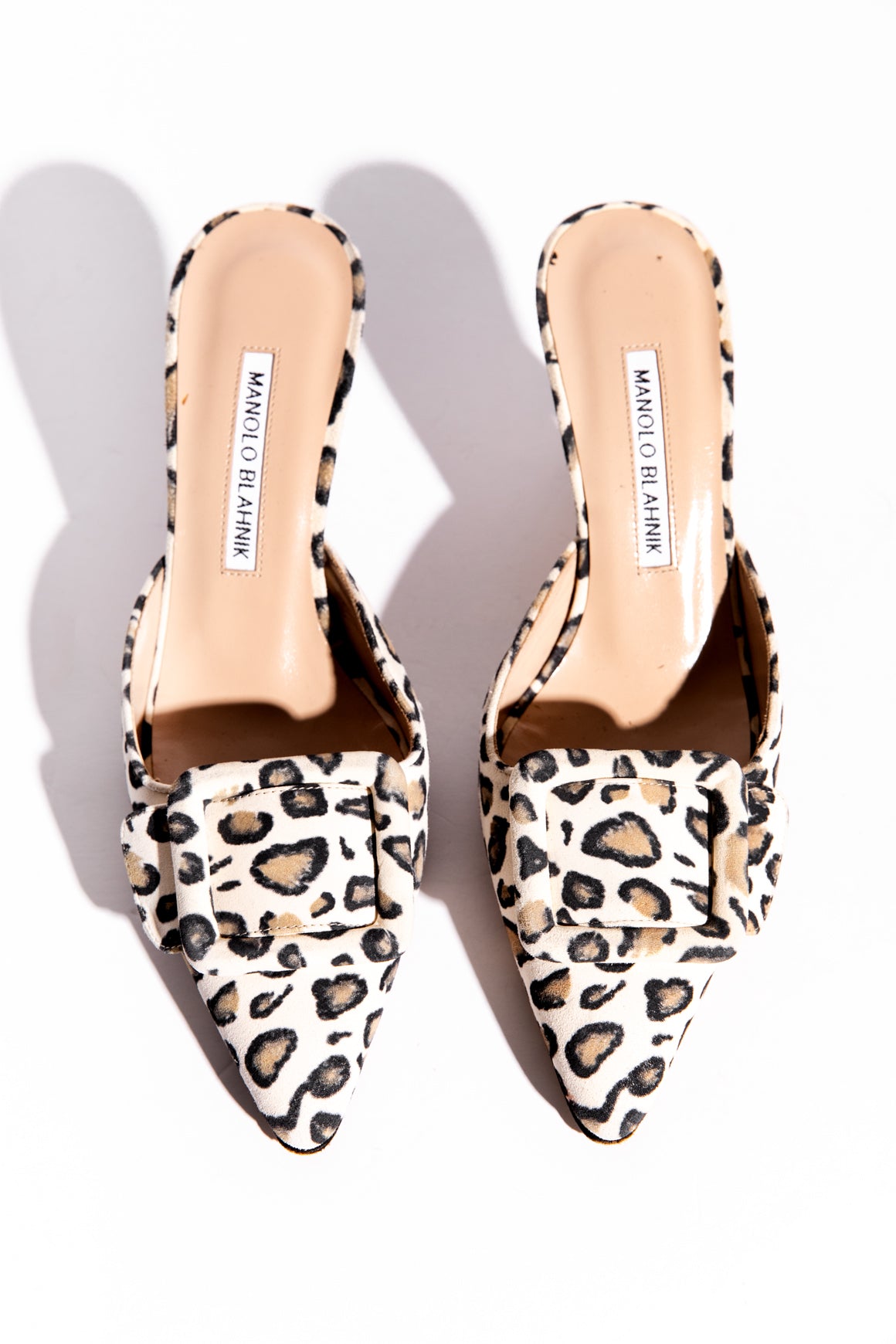 MANOLO BLAHNIK Leopard Kitten Heel Mules (Sz. 37)