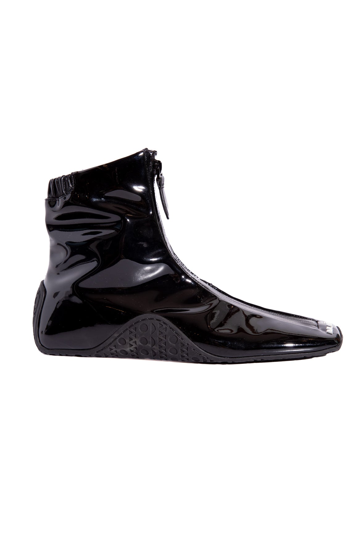 ALAIA Black Patent Zip Front Sporty Boots (Sz. 38)