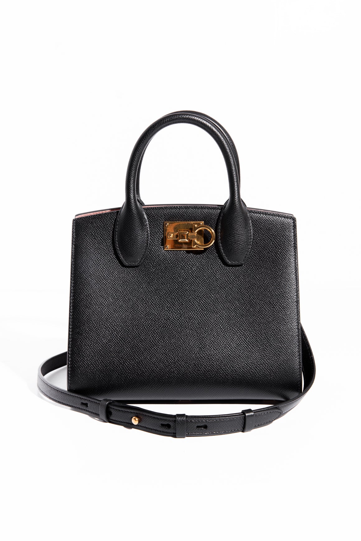 FERRAGAMO Black Small Studio Box Bag