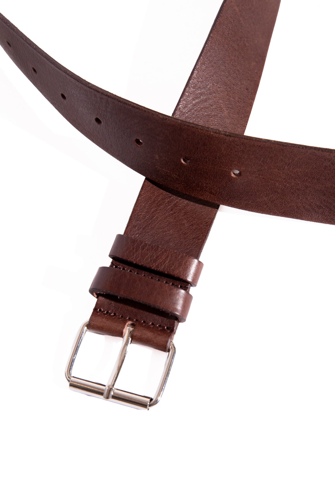 WJ MARTIN Brwn/Slvr Leather Belt